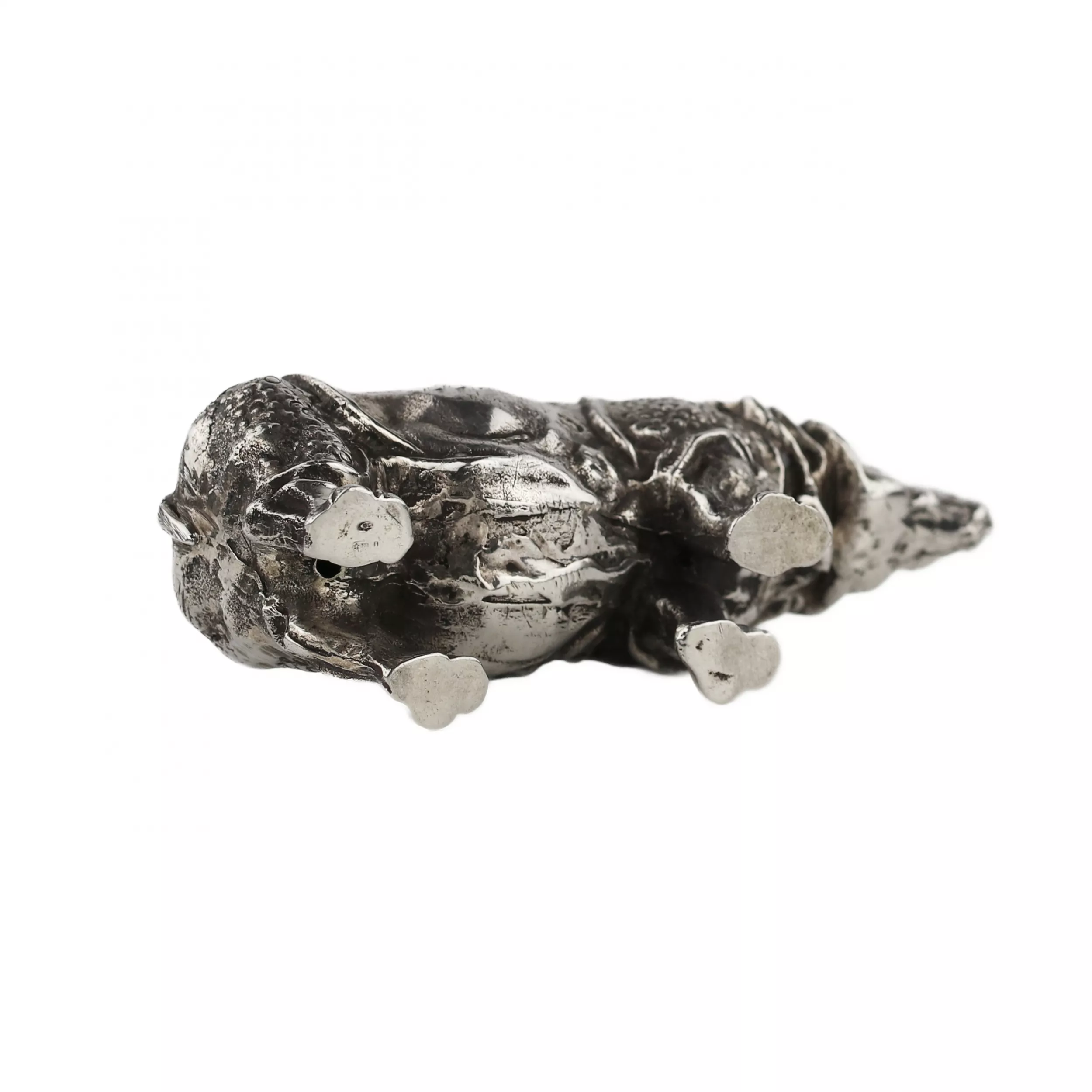 RHINOCEROS. SILVER DESK SCULPTURE. ITALY, SECOND HALF OF THE 20TH CENTURY