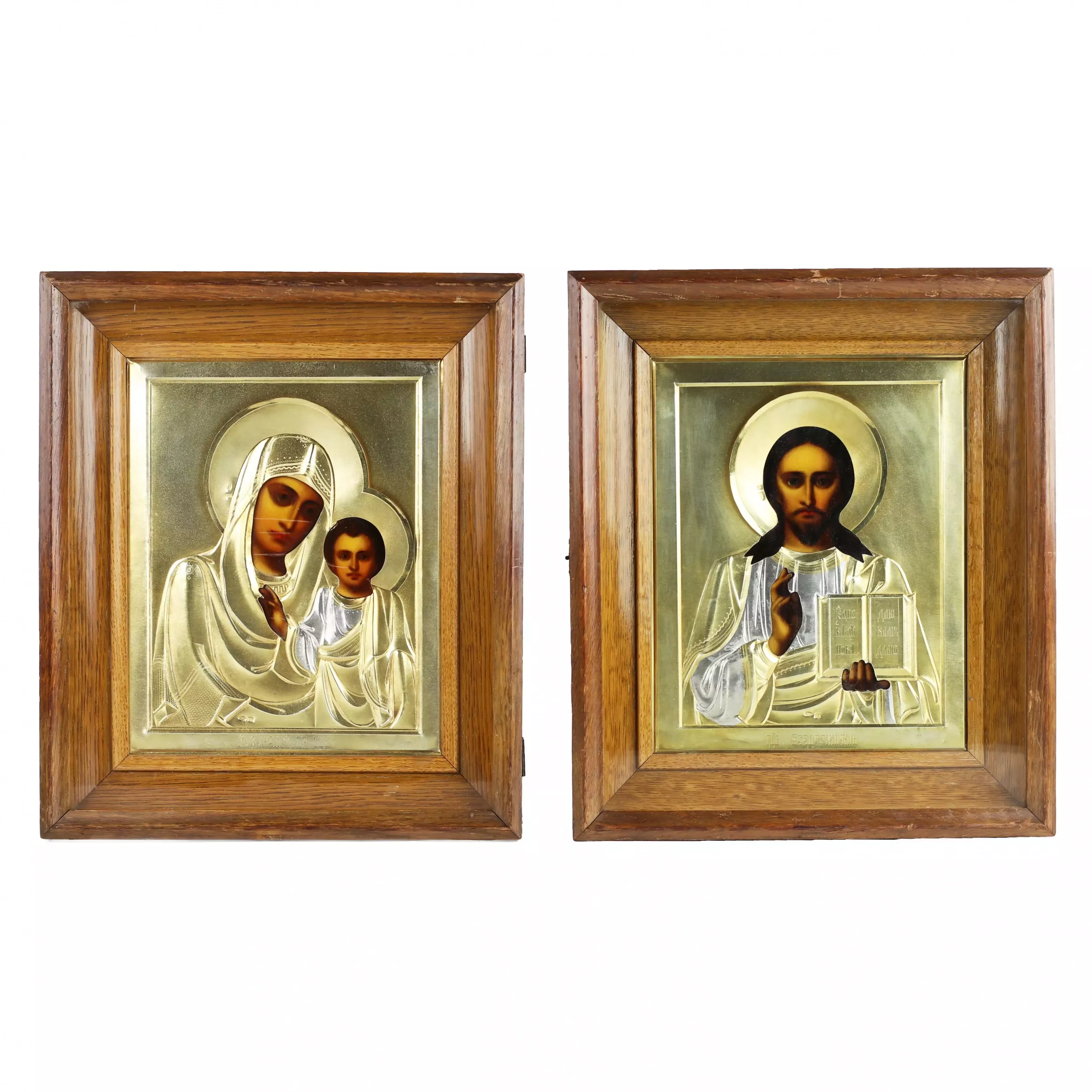 PAIR OF WEDDING ICONS WITH SILVER OKLADS IN THE ART NOUVEAU STYLE. MOSCOW, EARLY 20TH CENTURY