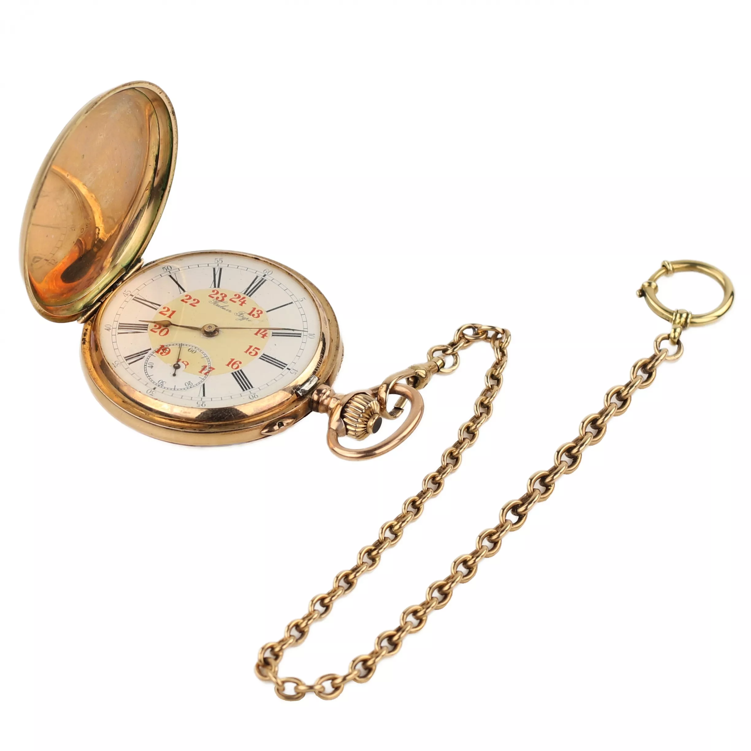 Montre de poche en or avec chaîne de Pavel Bure. Russie 1901-1902 
