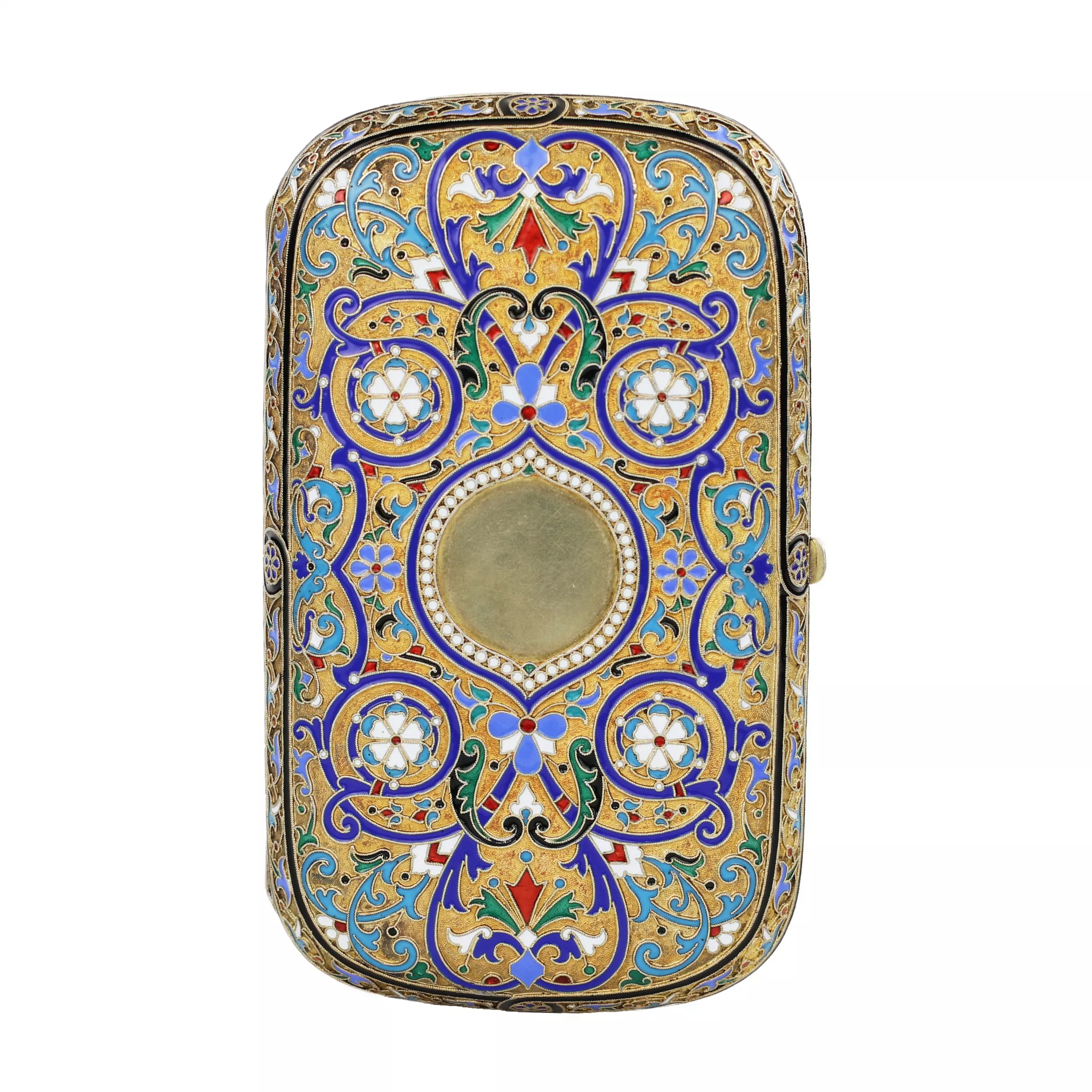 ÉTUI À CIGARETTES EN ARGENT DORÉ ÉMAILLÉ EN PLEIN ET À CLOISONNÉ IVAN ANDREEV, MOSCOU, 1887