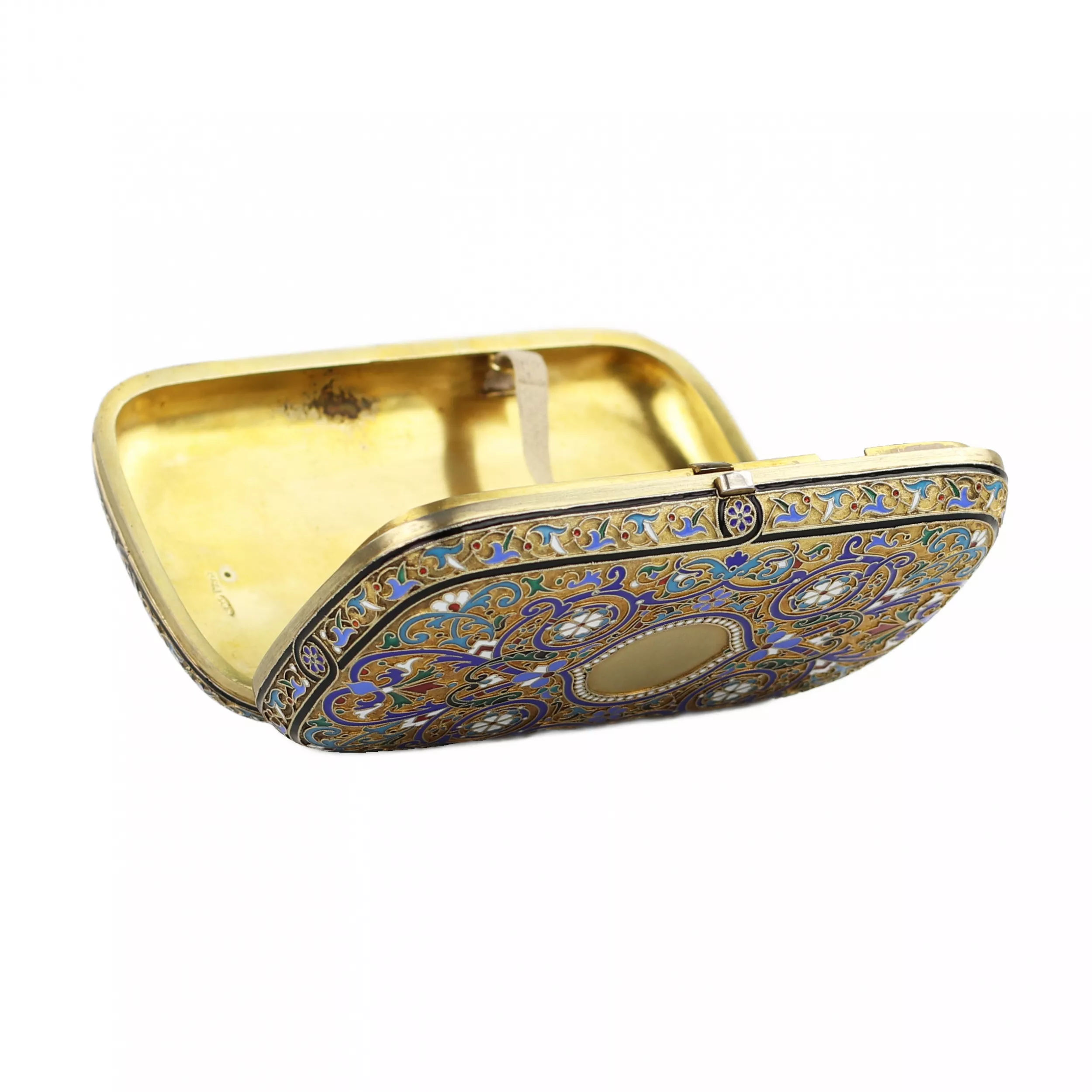 ÉTUI À CIGARETTES EN ARGENT DORÉ ÉMAILLÉ EN PLEIN ET À CLOISONNÉ IVAN ANDREEV, MOSCOU, 1887
