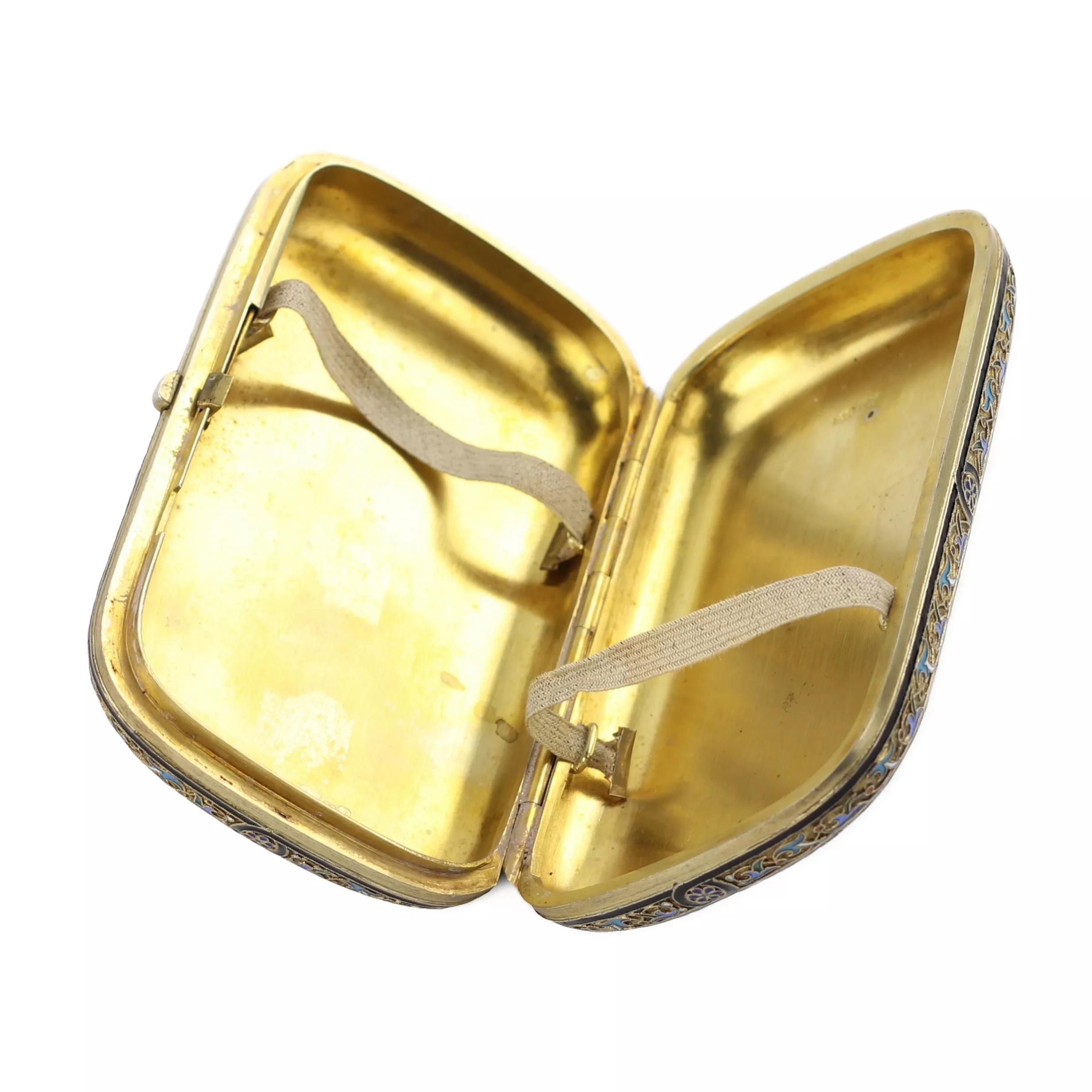 ÉTUI À CIGARETTES EN ARGENT DORÉ ÉMAILLÉ EN PLEIN ET À CLOISONNÉ IVAN ANDREEV, MOSCOU, 1887