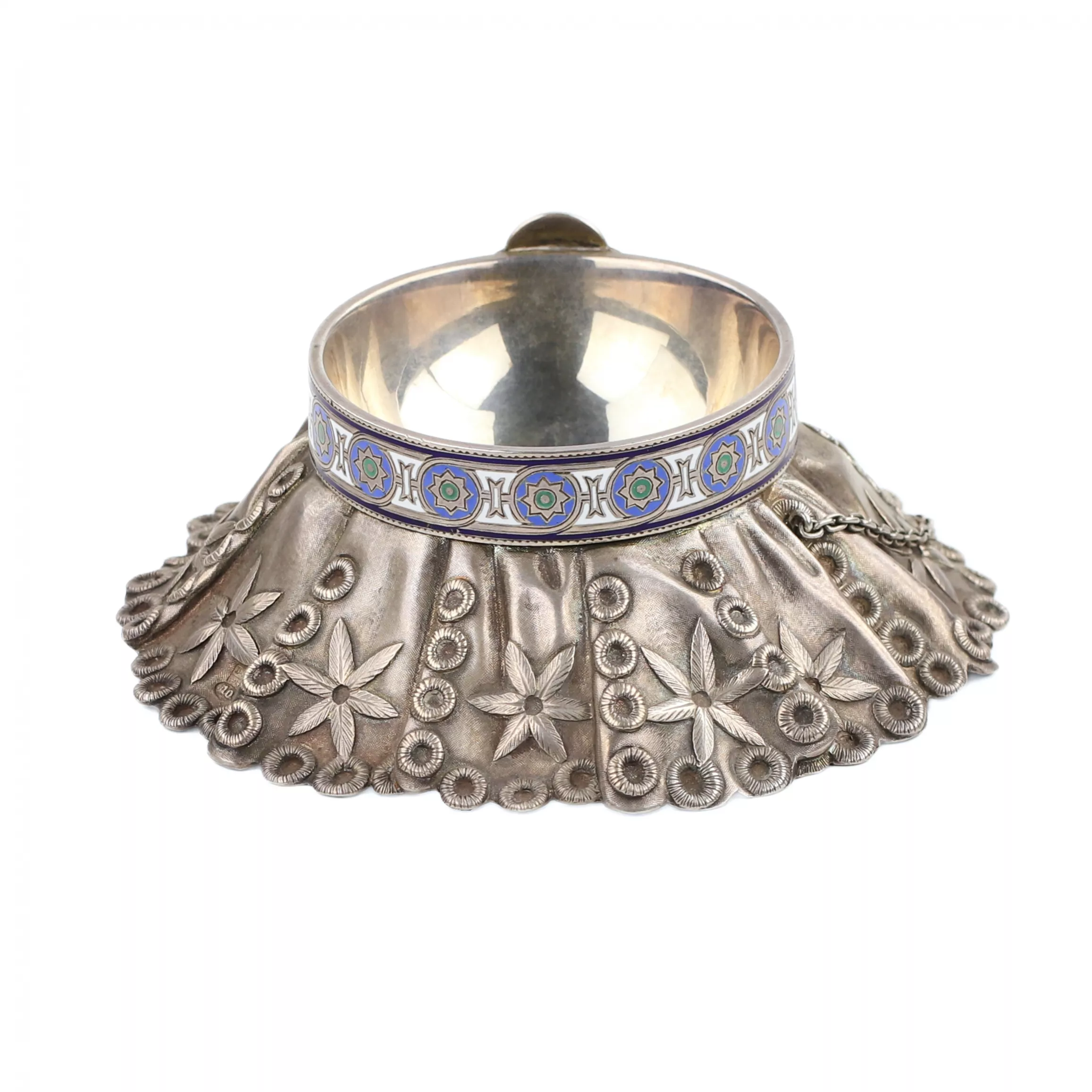 WEDDING SALT CELLAR FOR THE KARAVAI BY THE FIRM OF P.A. OVCHINNIKOV RUSSIA, MOSCOW, 1874