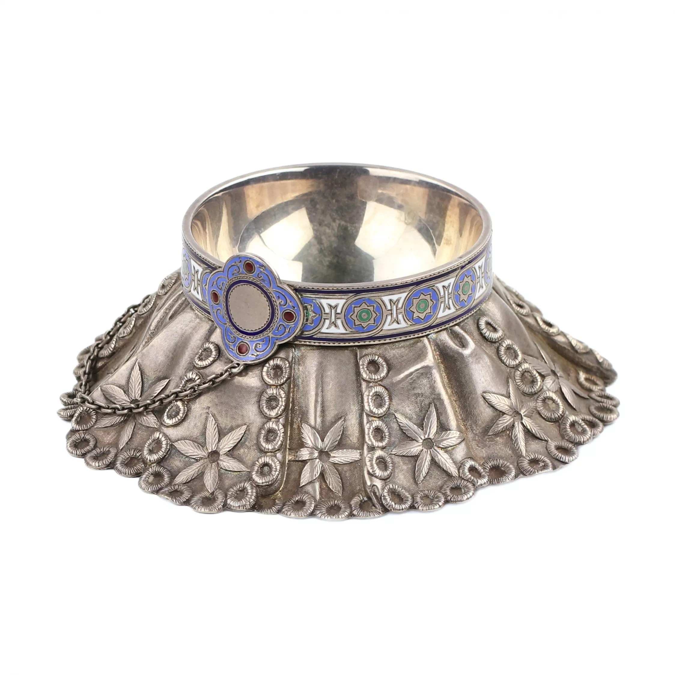 WEDDING SALT CELLAR FOR THE KARAVAI BY THE FIRM OF P.A. OVCHINNIKOV RUSSIA, MOSCOW, 1874