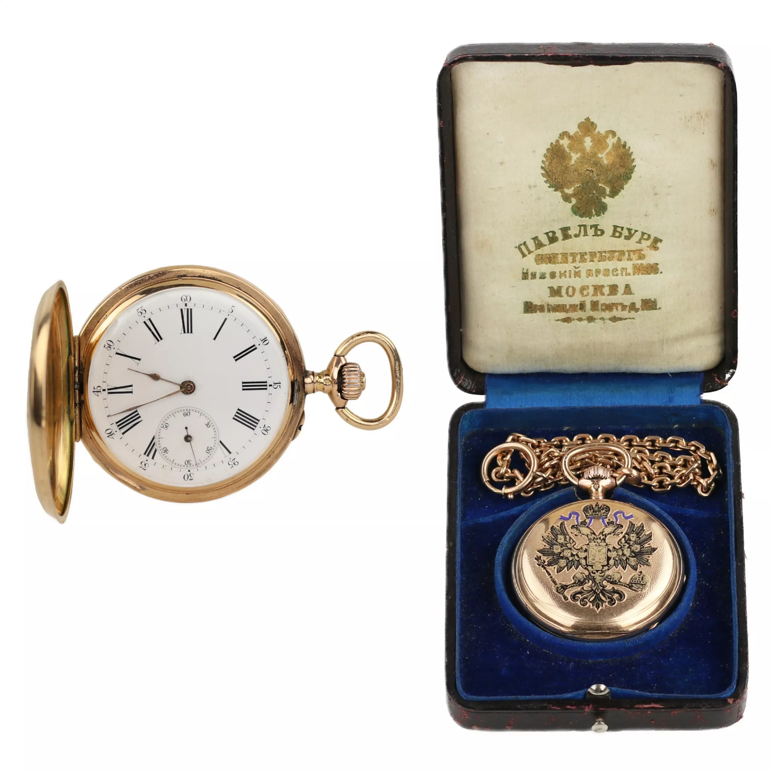 Gold pocket watch with enamel. Pavel Bure company. Russia 1888. 