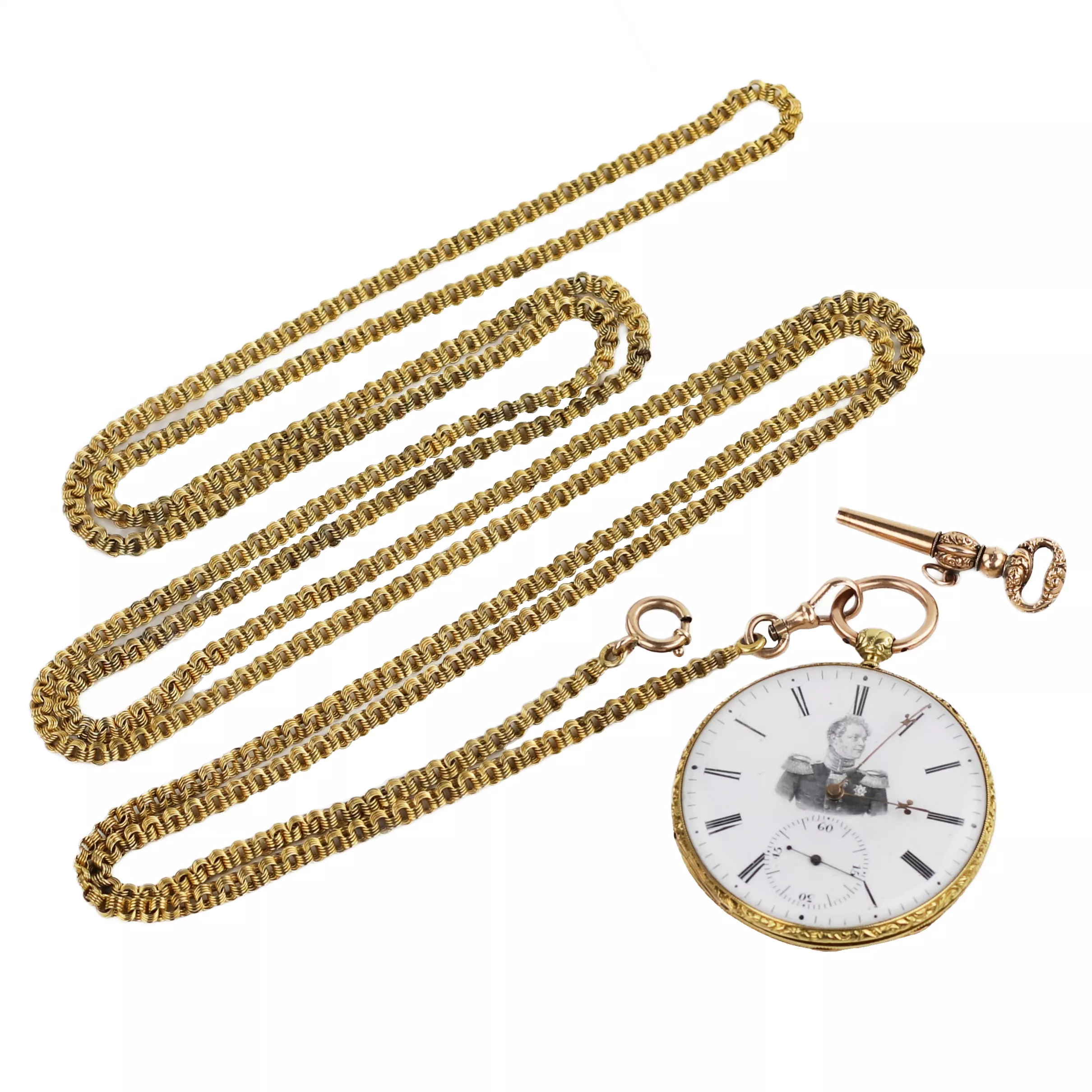 POCKET WATCH IN A GOLD CASE WITH A PORTRAIT OF EMPEROR ALEXANDER I. COURVOISIER FILS  SWITZERLAND, CHAUX-DE-FONDS, CIRCA 1815 - 1825