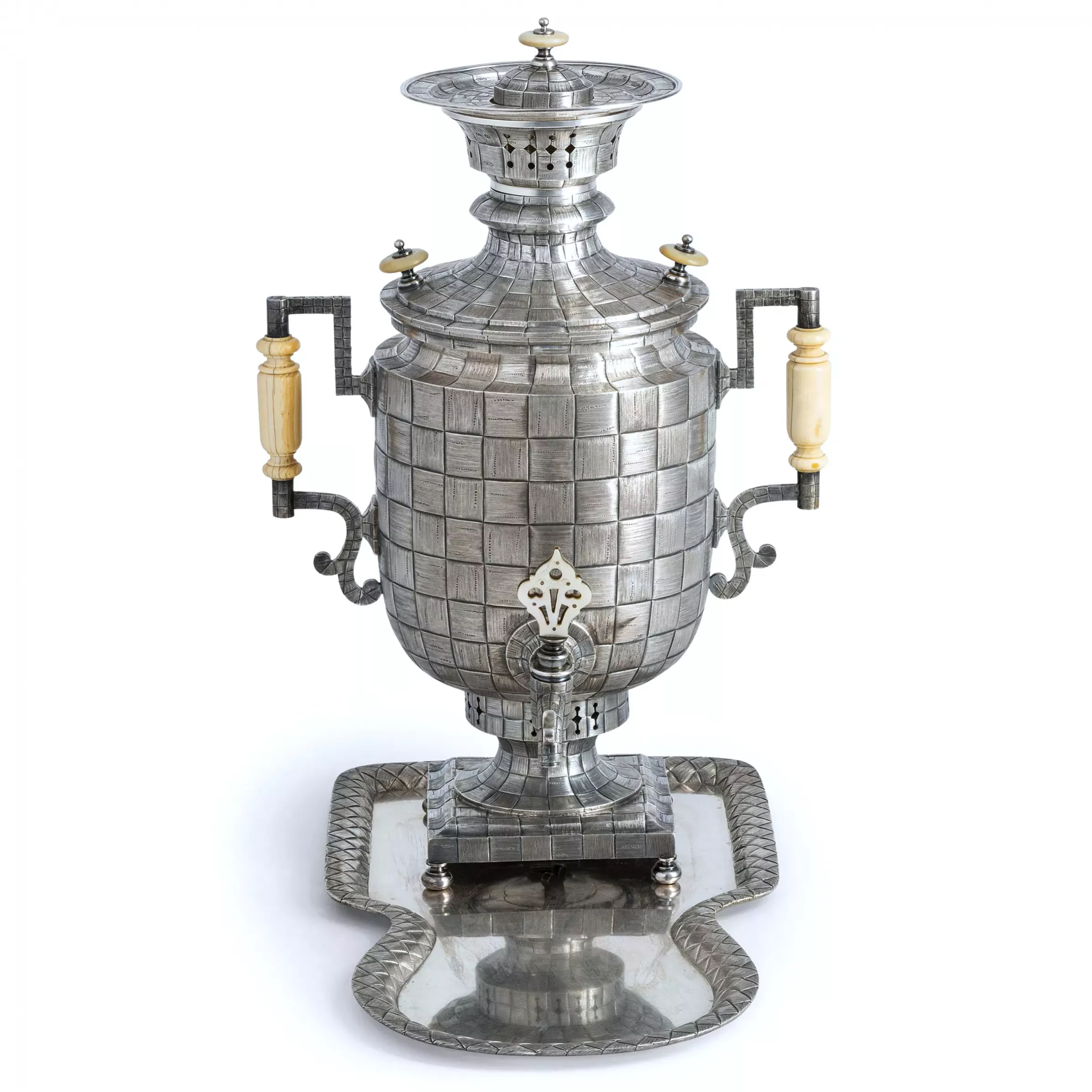 LARGE RUSSIAN SILVER TEA SERVICE “BAST” GRACHEV BROTHERS, ST PETERSBURG, 1883–1884
