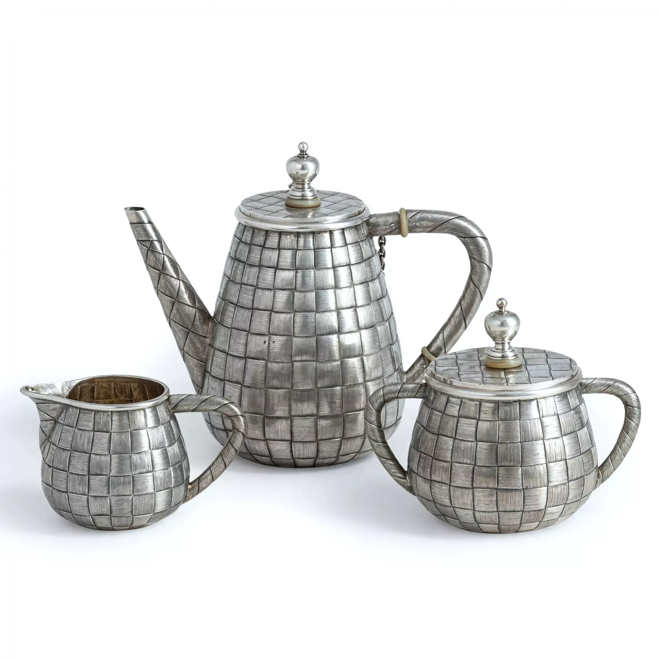 LARGE RUSSIAN SILVER TEA SERVICE “BAST” GRACHEV BROTHERS, ST PETERSBURG, 1883–1884