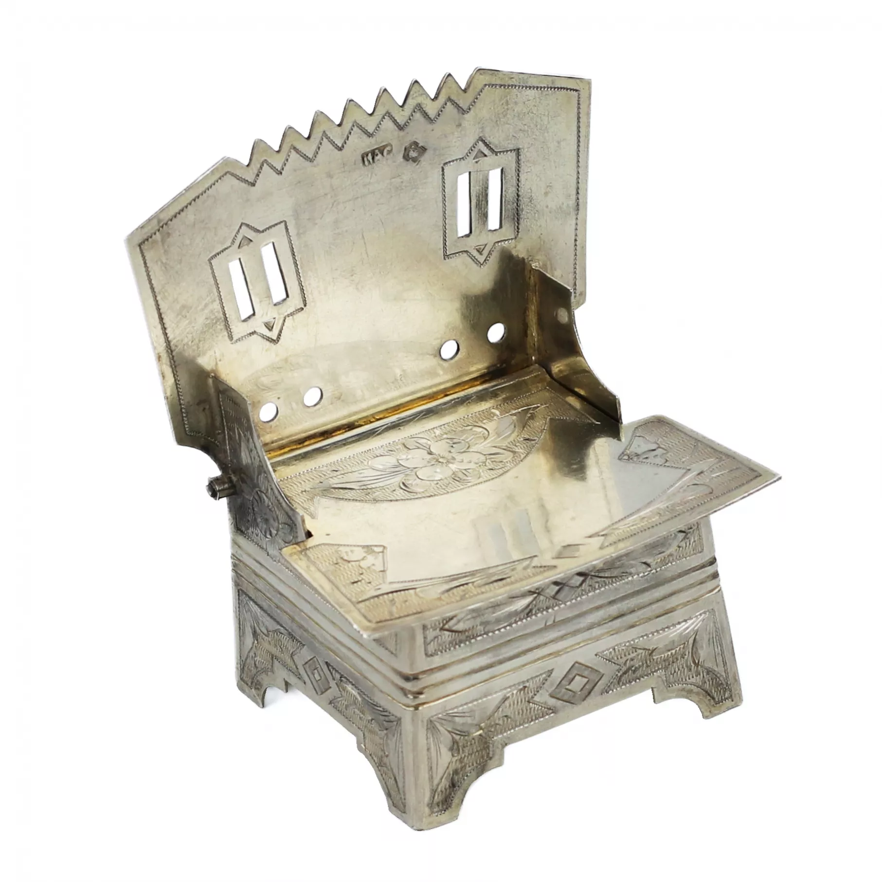 Salière russe en argent en forme de siège. Ivan Alekseevitch Svéchnikov. Moscou, 1885.