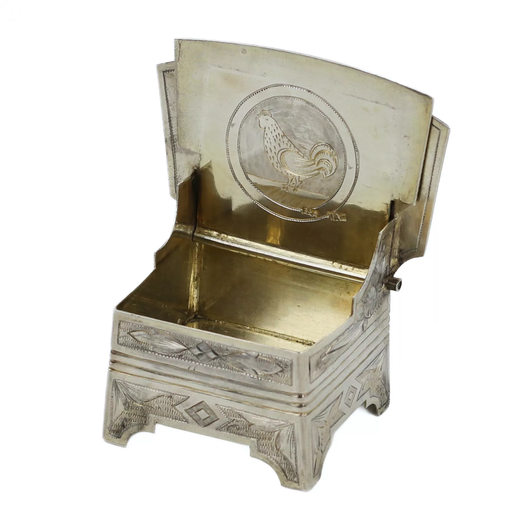 Salière russe en argent en forme de siège. Ivan Alekseevitch Svéchnikov. Moscou, 1885.