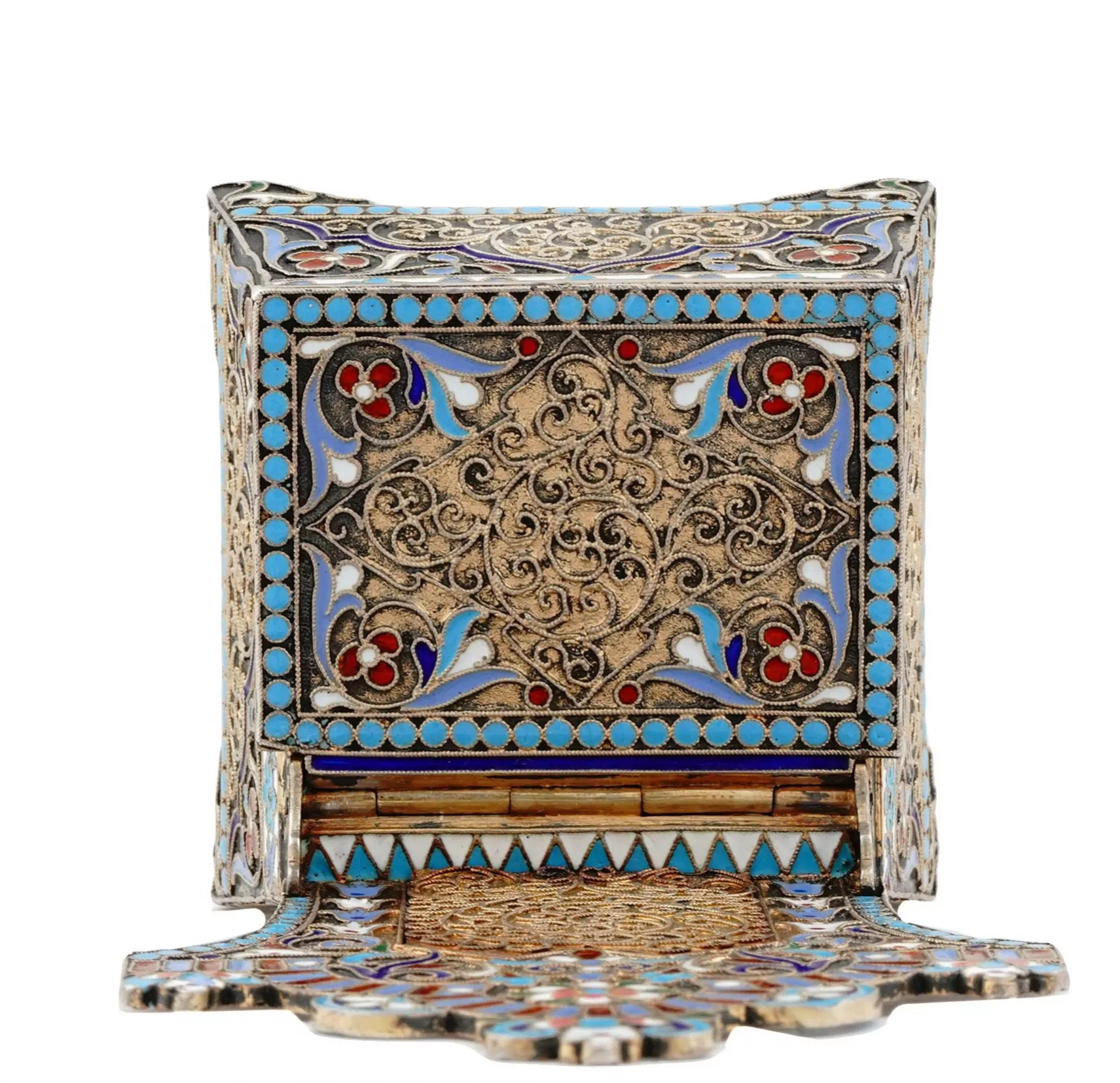 RUSSIAN SILVER SALT THRONE WITH CLOISONNÉ ENAMEL, NIKIFOR ALEKSEEV, MOSCOW, 1899–1908