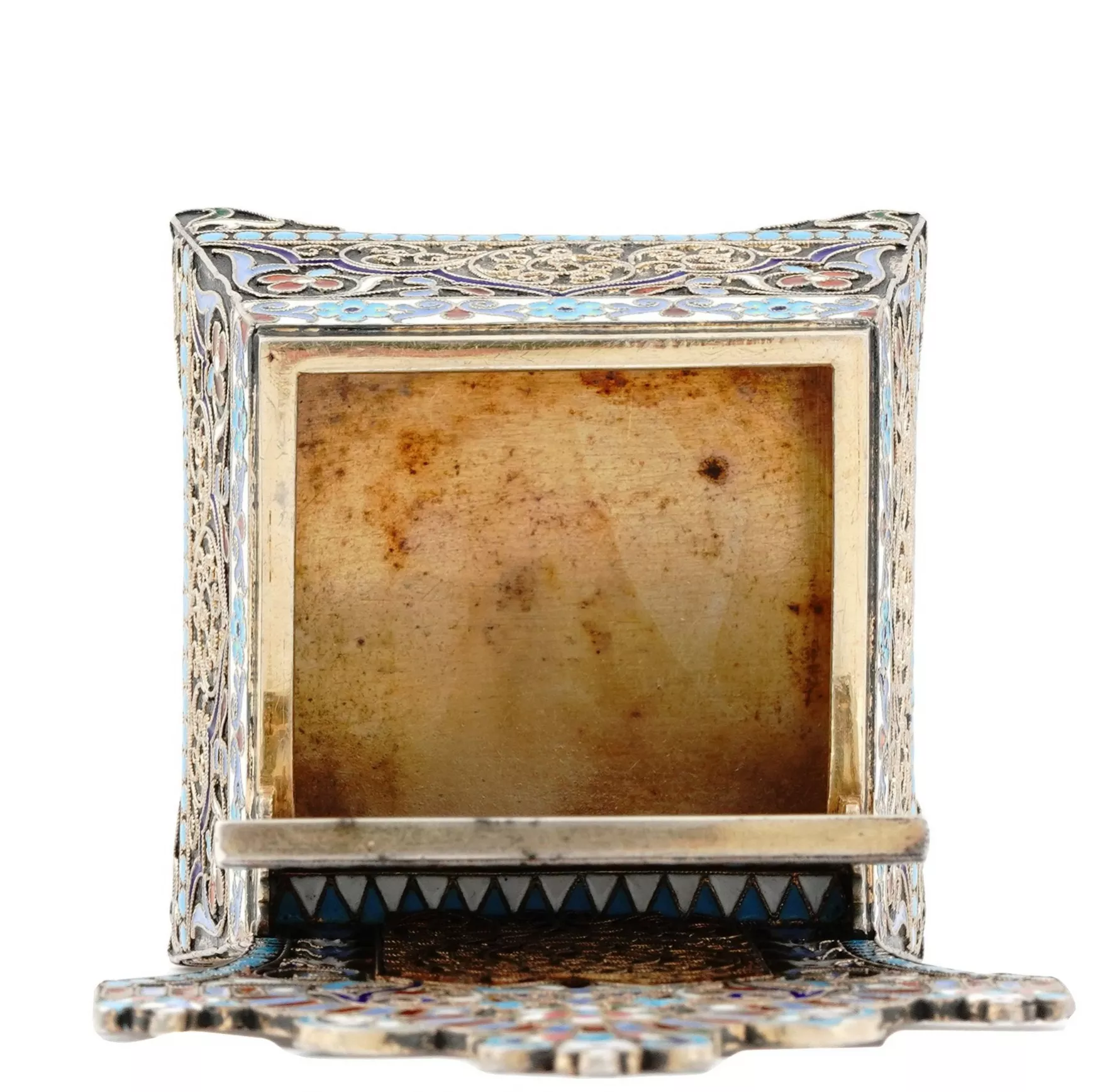 RUSSIAN SILVER SALT THRONE WITH CLOISONNÉ ENAMEL, NIKIFOR ALEKSEEV, MOSCOW, 1899–1908