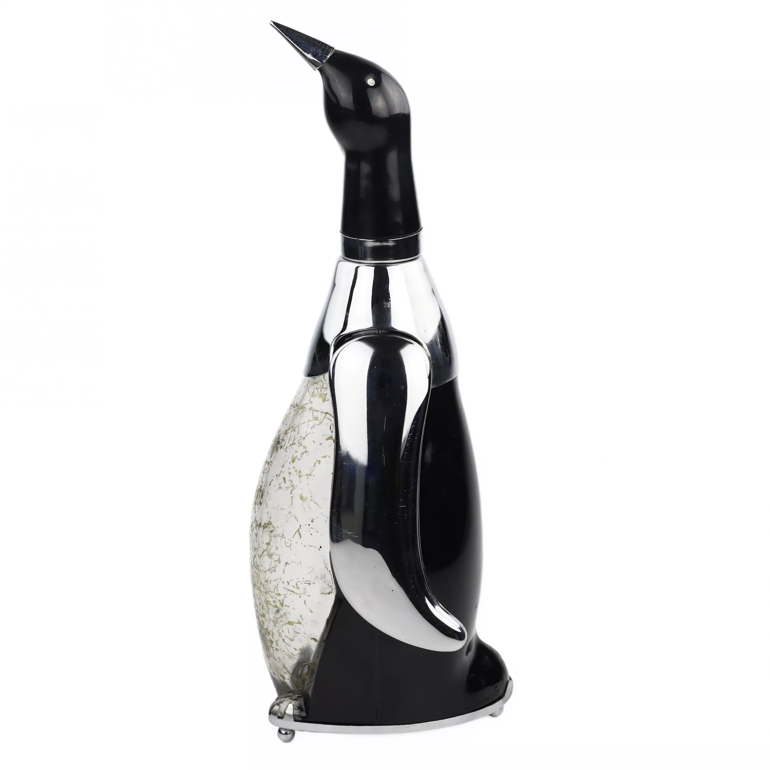 CARAFE EN FORME DE MANCHOT AVEC BOÎTE À MUSIQUE. JAPON. ANNÉES 1960