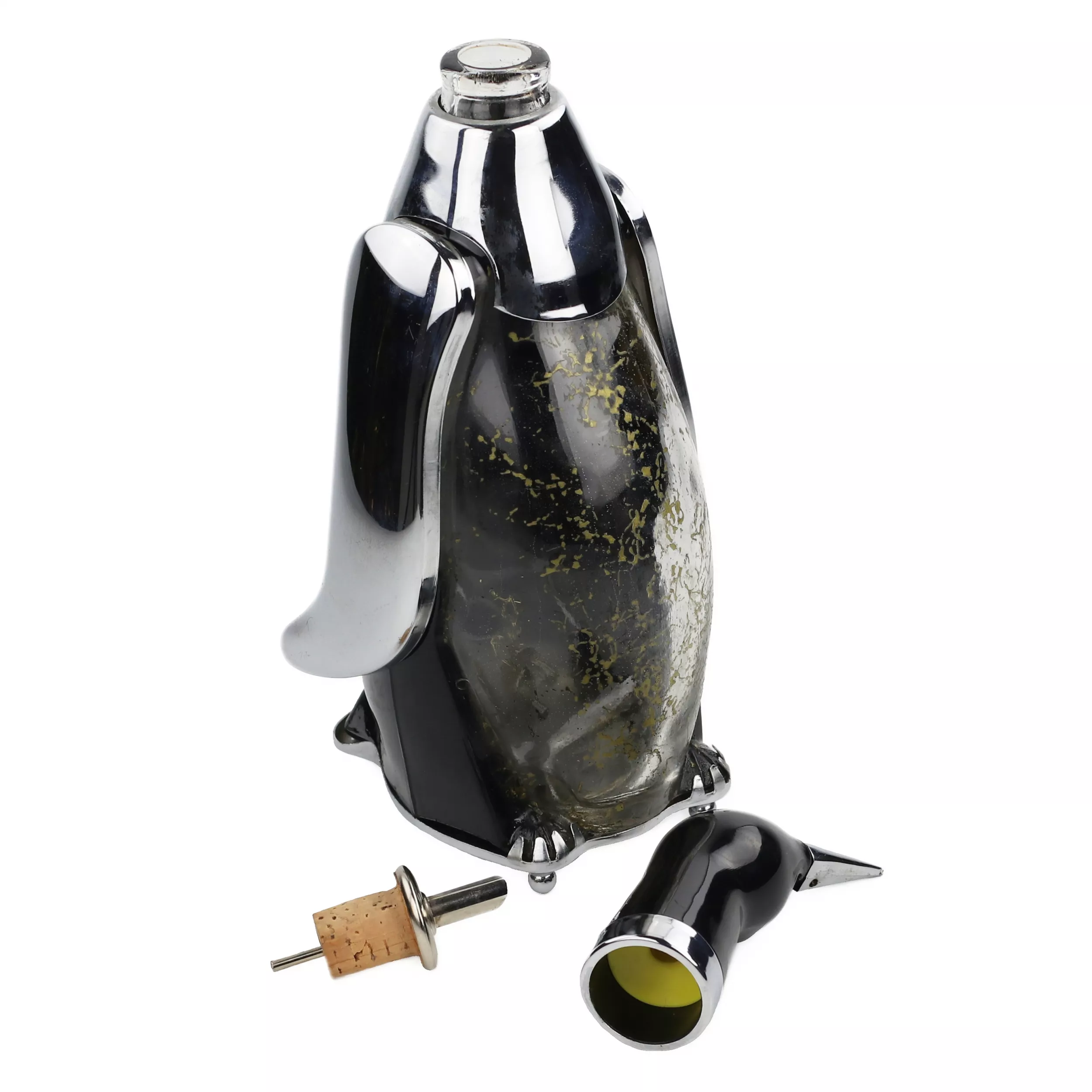 CARAFE EN FORME DE MANCHOT AVEC BOÎTE À MUSIQUE. JAPON. ANNÉES 1960