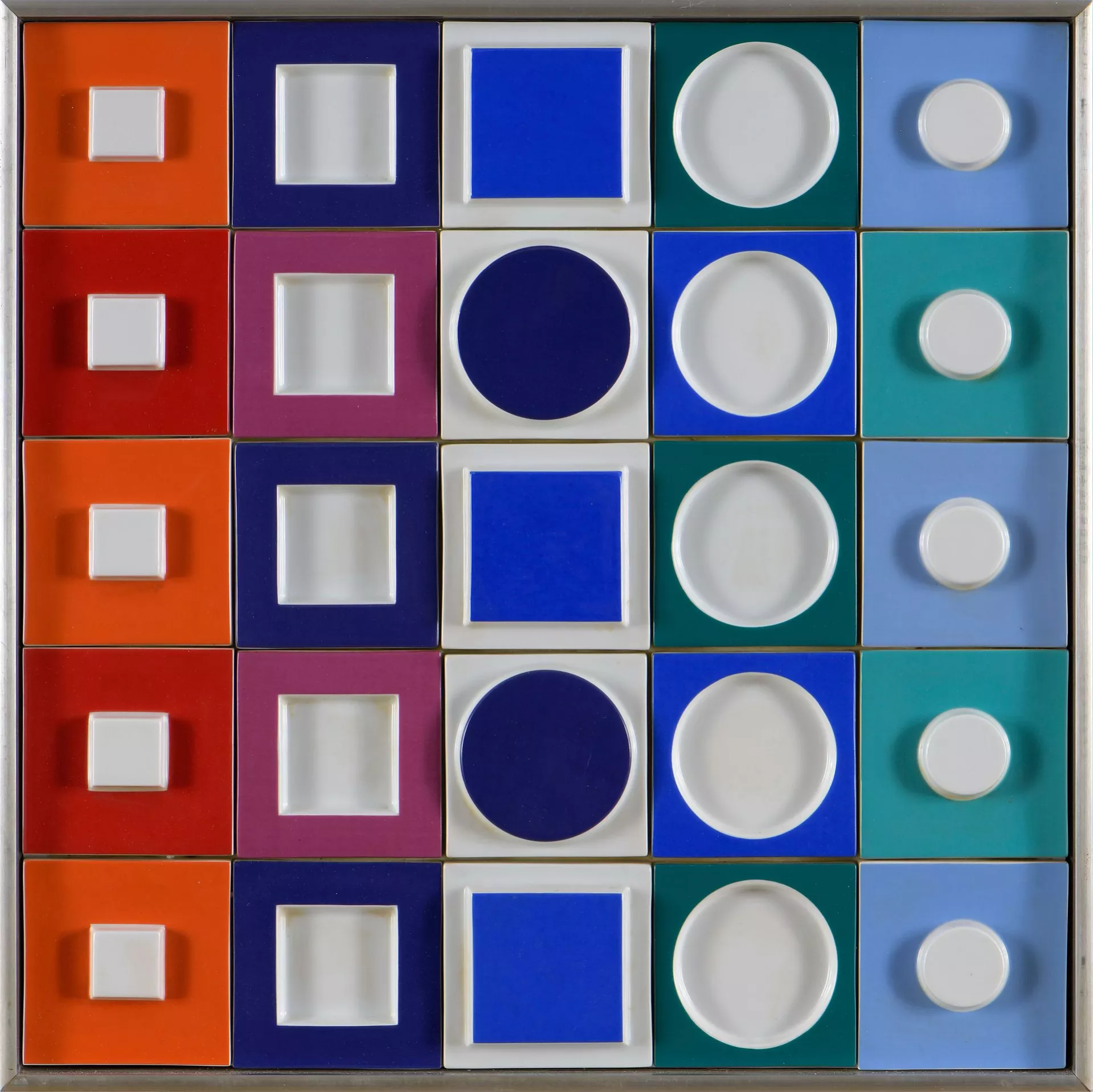 VICTOR VASARELY. «GEOMETRIE CHROMATIQUE». ПАННО ИЗ ФАРФОРА ROSENTHAL. STUDIO LINIE. 1970 года