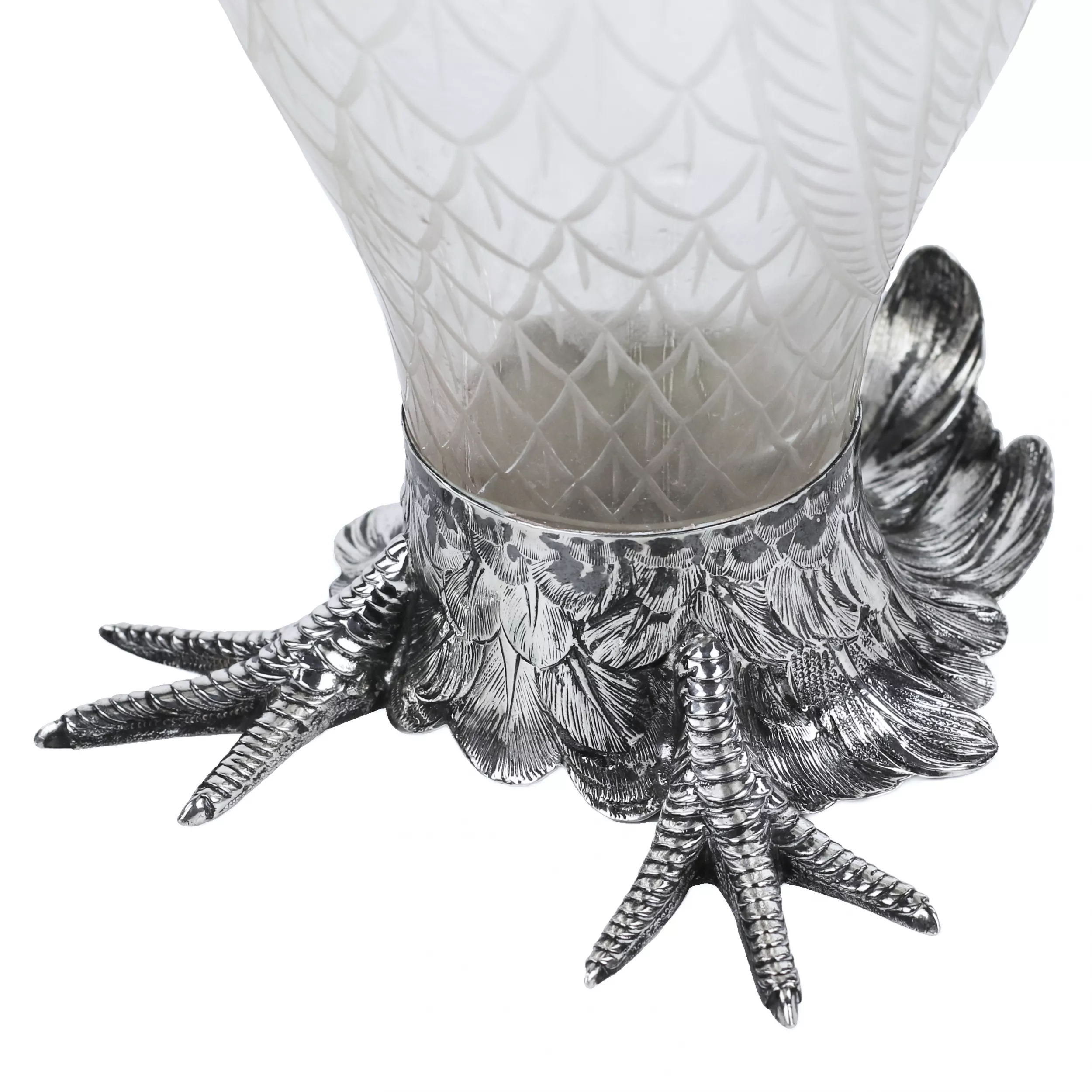 GLASS AND SILVER ROOSTER-FORM JUG. HANAU, J.D. SCHLEISSNER SÖHNE. LATE 19TH CENTURY