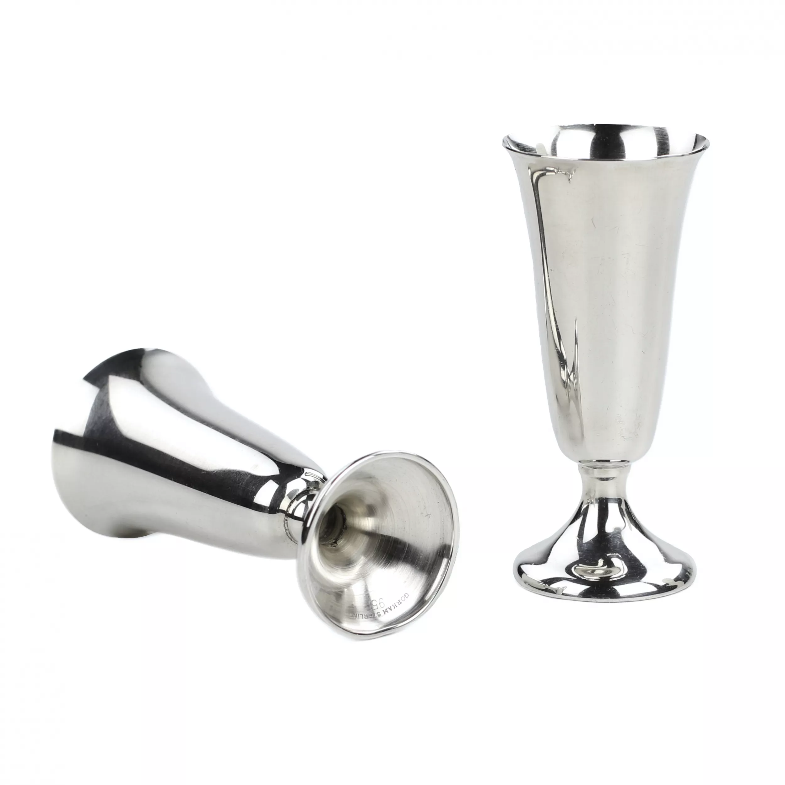SERVICE EN ARGENT DE 6 VERRINES SUR PLATEAU. GORHAM STERLING. ÉTATS-UNIS, XXe SIÈCLE