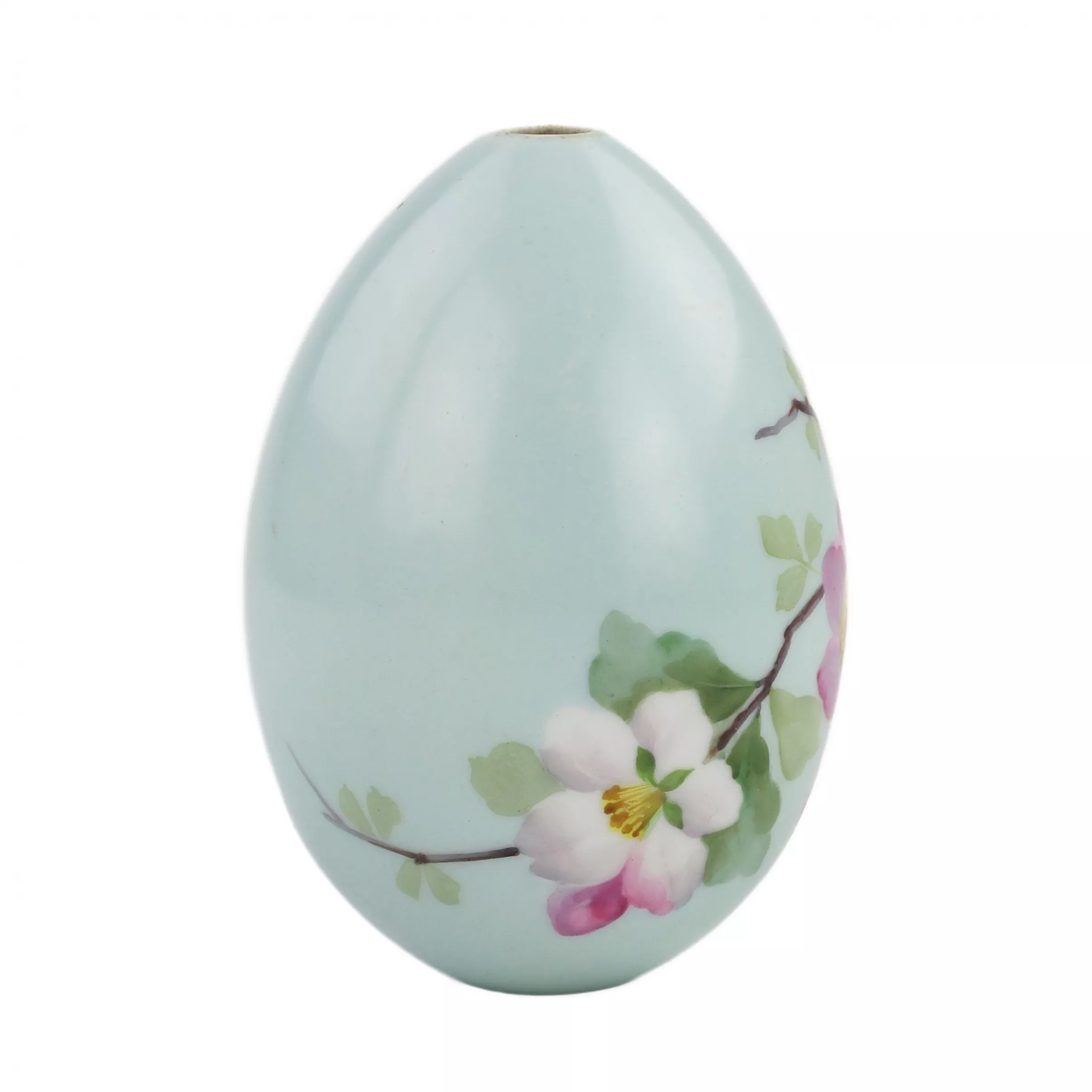 PORCELAIN EASTER EGG WITH HAND-PAINTED BLOSSOMING APPLE ORCHARD RUSSIA, LATE 19TH CENTURY (C. 1890–1900)
