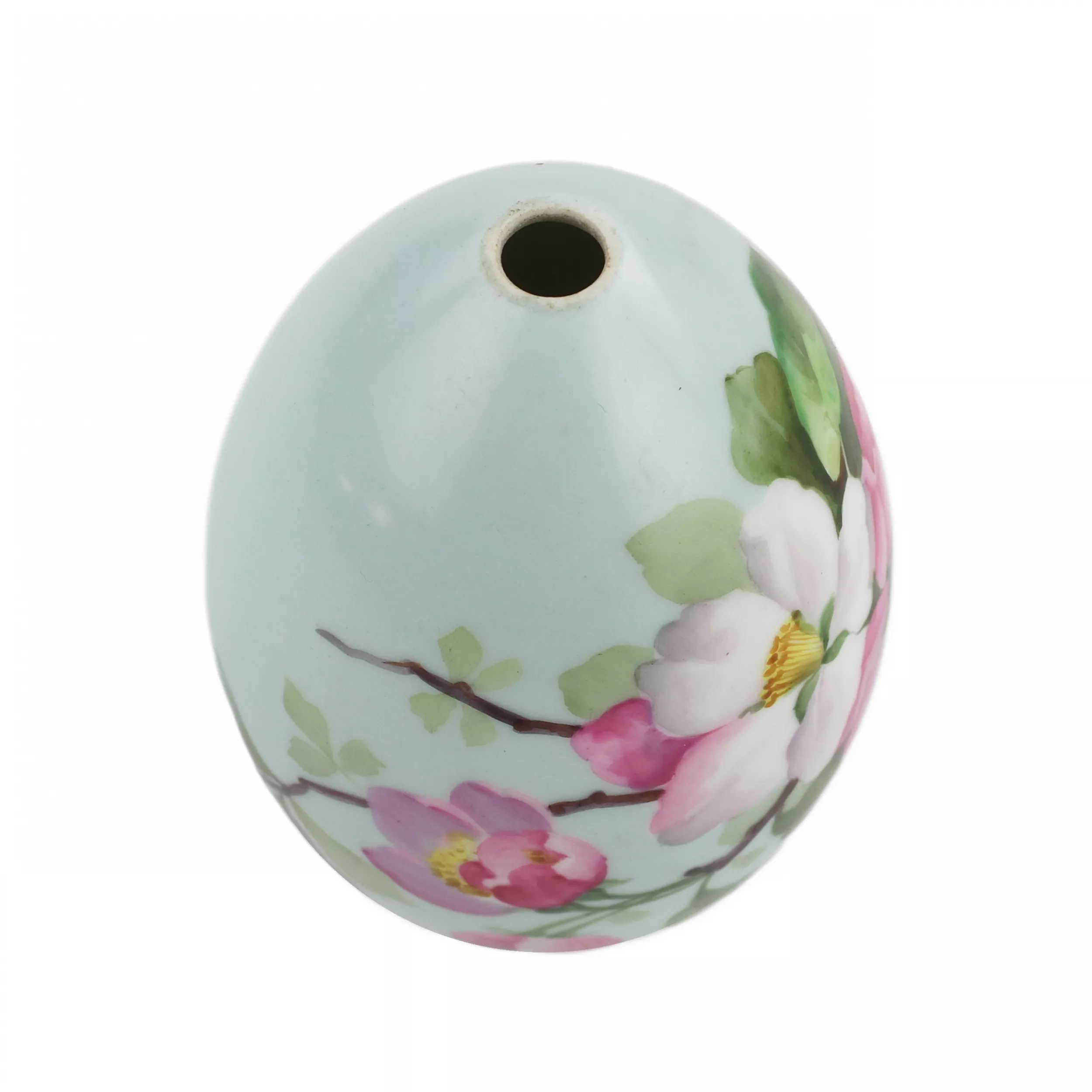 PORCELAIN EASTER EGG WITH HAND-PAINTED BLOSSOMING APPLE ORCHARD RUSSIA, LATE 19TH CENTURY (C. 1890–1900)