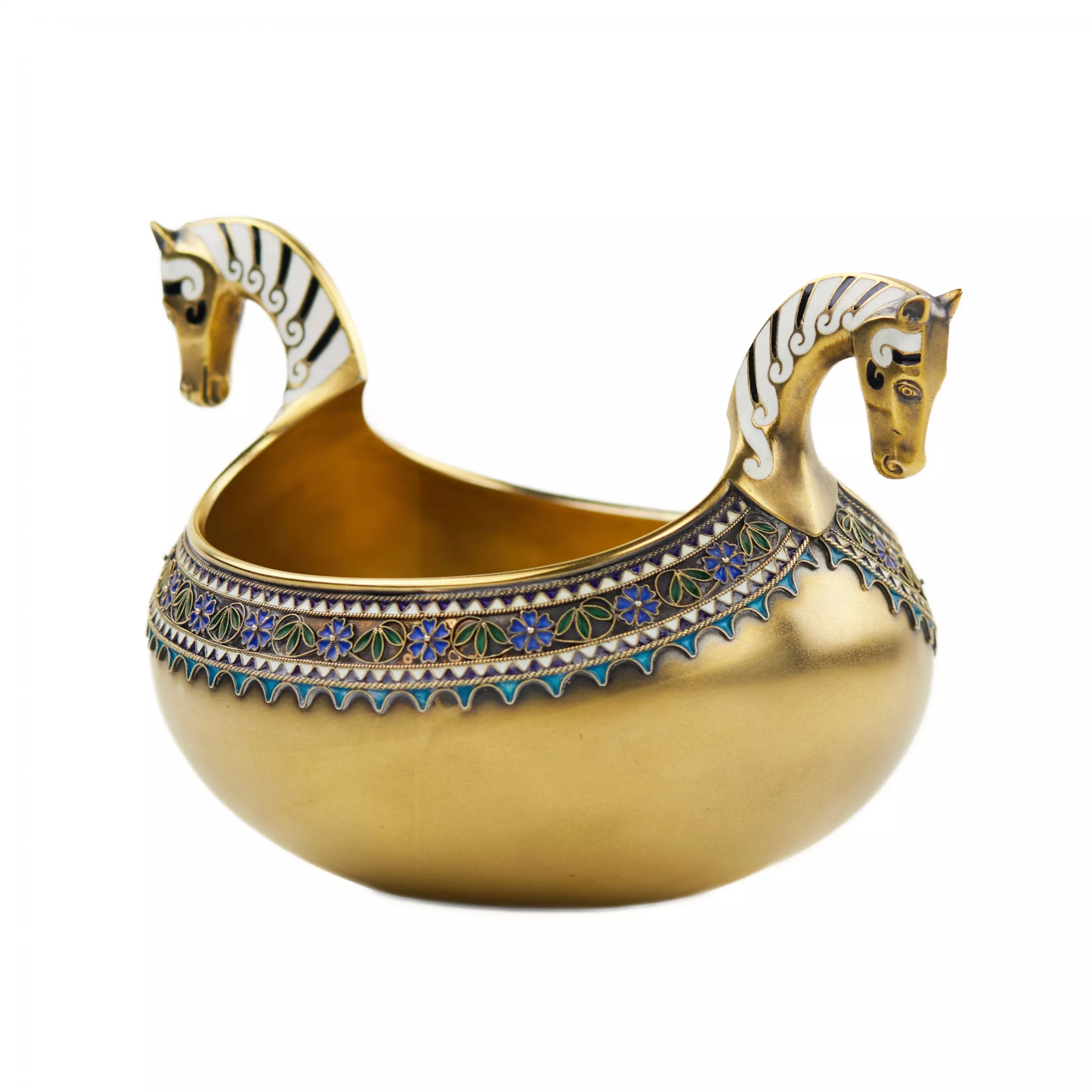 SILVER-GILT DRINKING BOWL WITH HORSE HEADS NORWAY, MARIUS HAMMER WORKSHOP, BERGEN, LATE 19TH – EARLY 20TH CENTURY