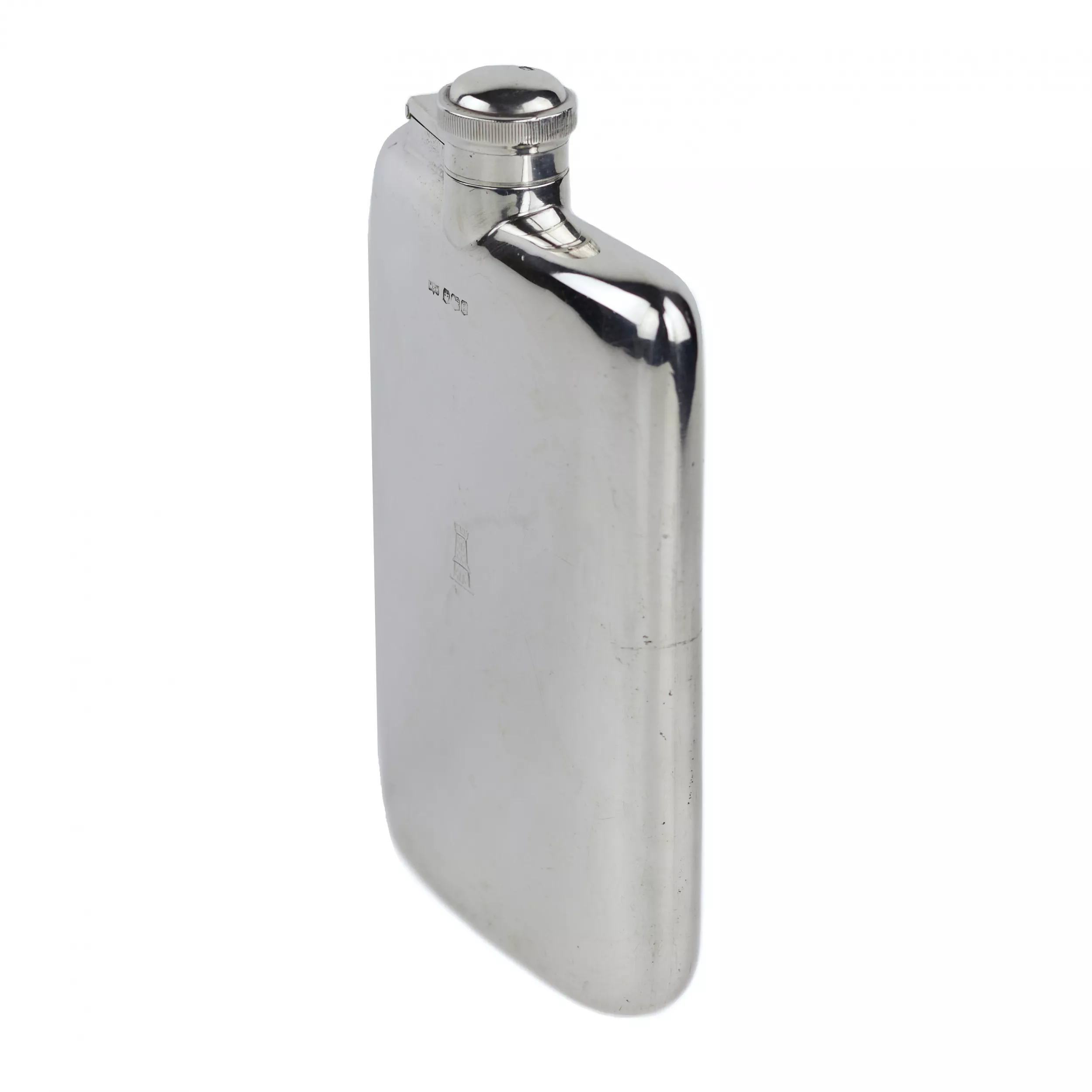 SILVER HIP FLASK. MAPPIN & WEBB. SHEFFIELD, ENGLAND. 1918