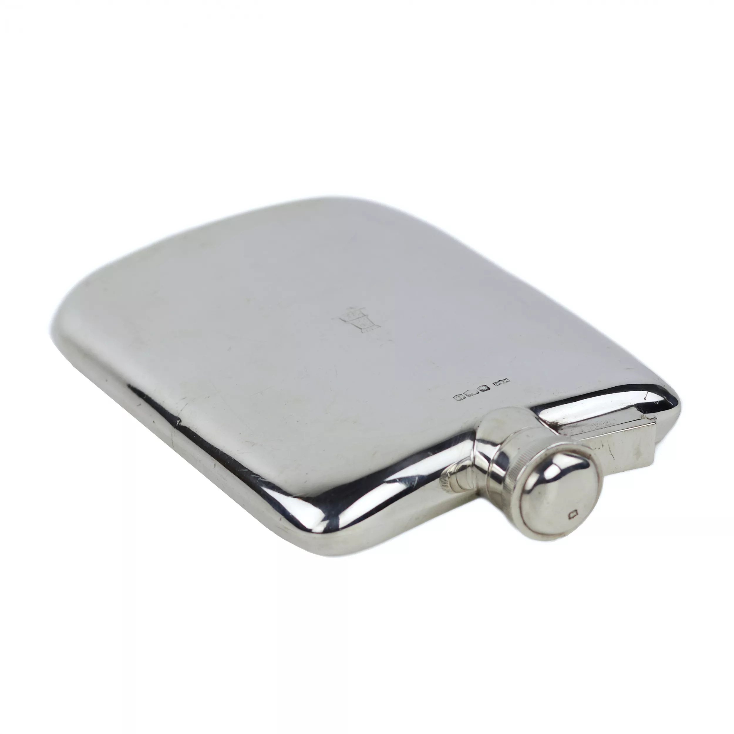 SILVER HIP FLASK. MAPPIN & WEBB. SHEFFIELD, ENGLAND. 1918