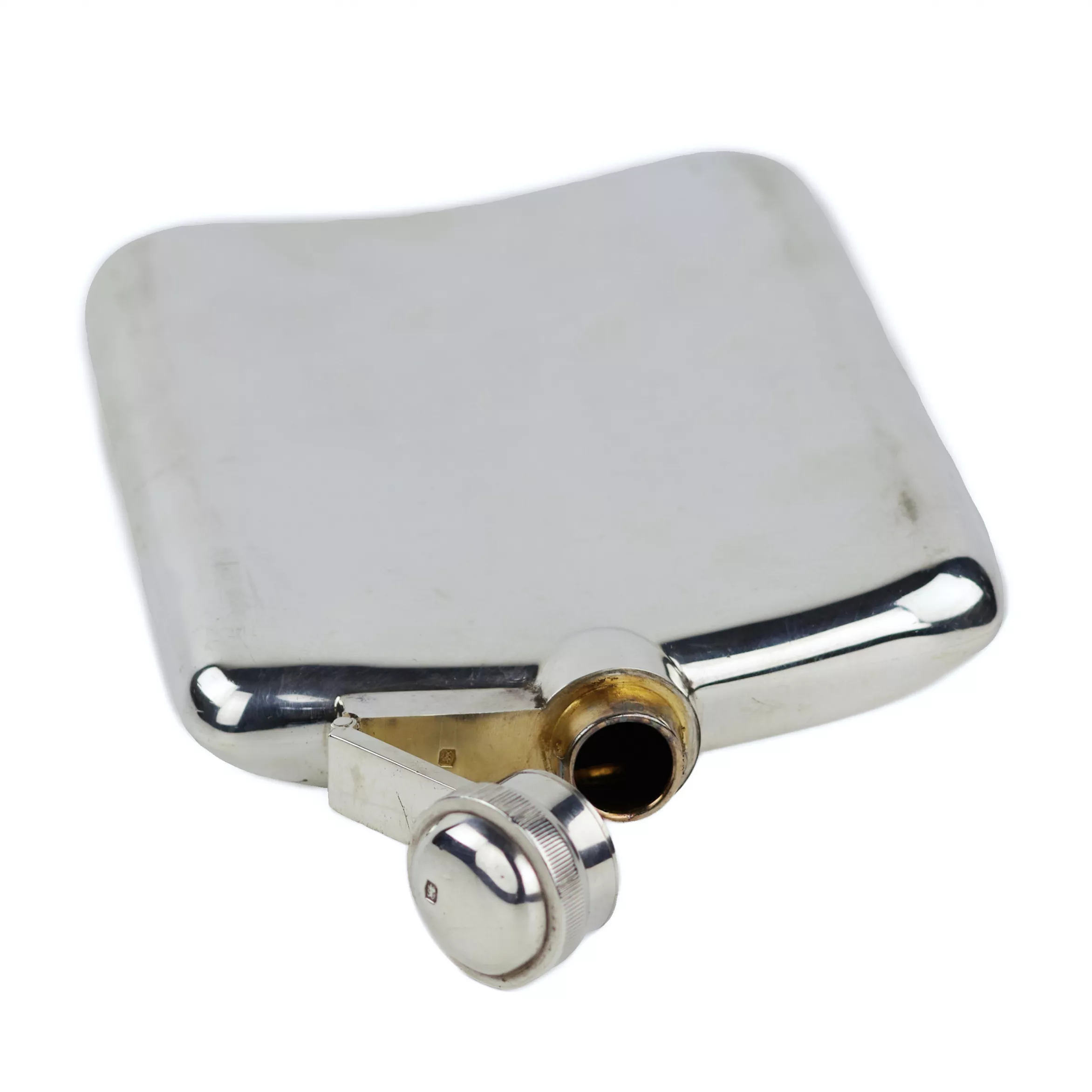 SILVER HIP FLASK. MAPPIN & WEBB. SHEFFIELD, ENGLAND. 1918