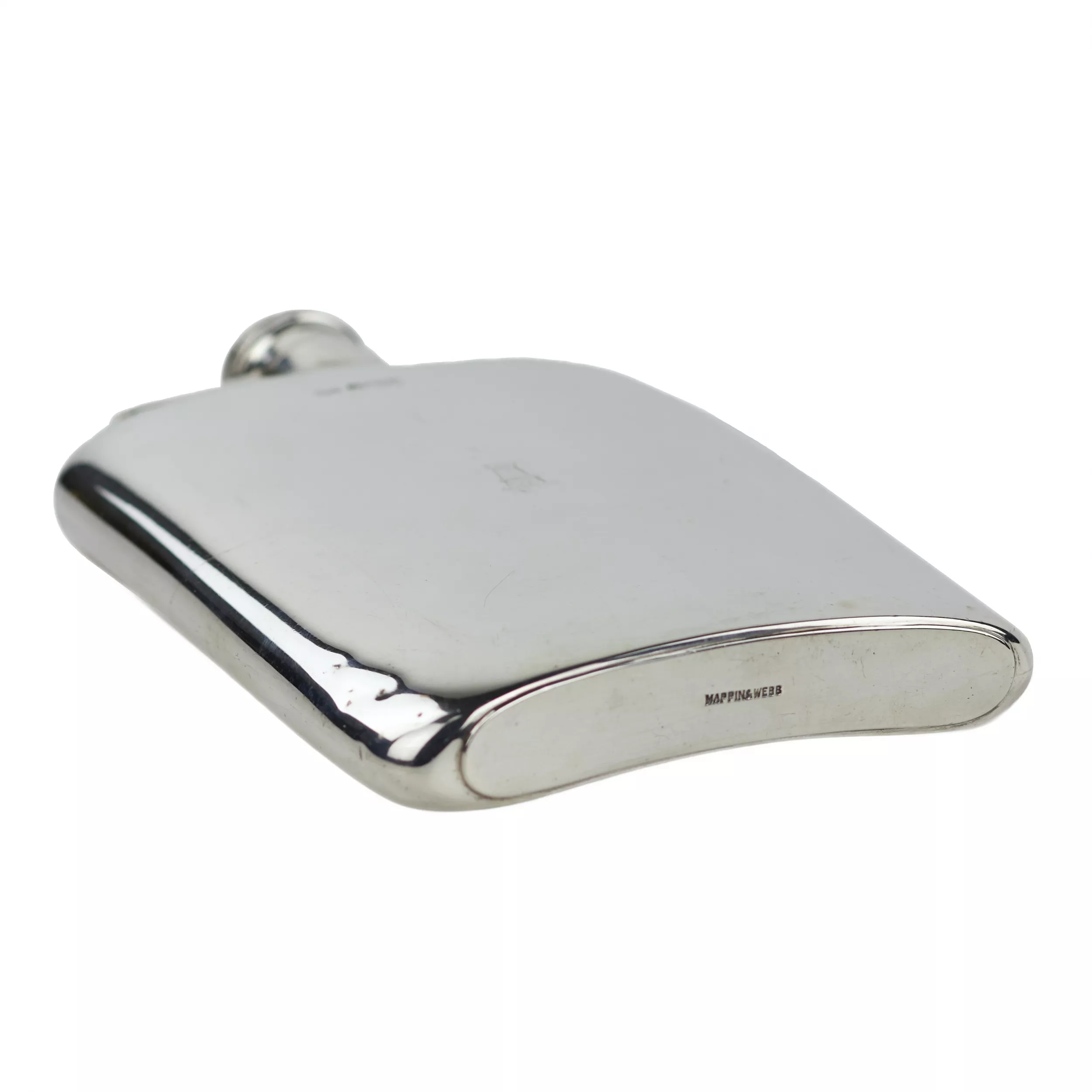 SILVER HIP FLASK. MAPPIN & WEBB. SHEFFIELD, ENGLAND. 1918