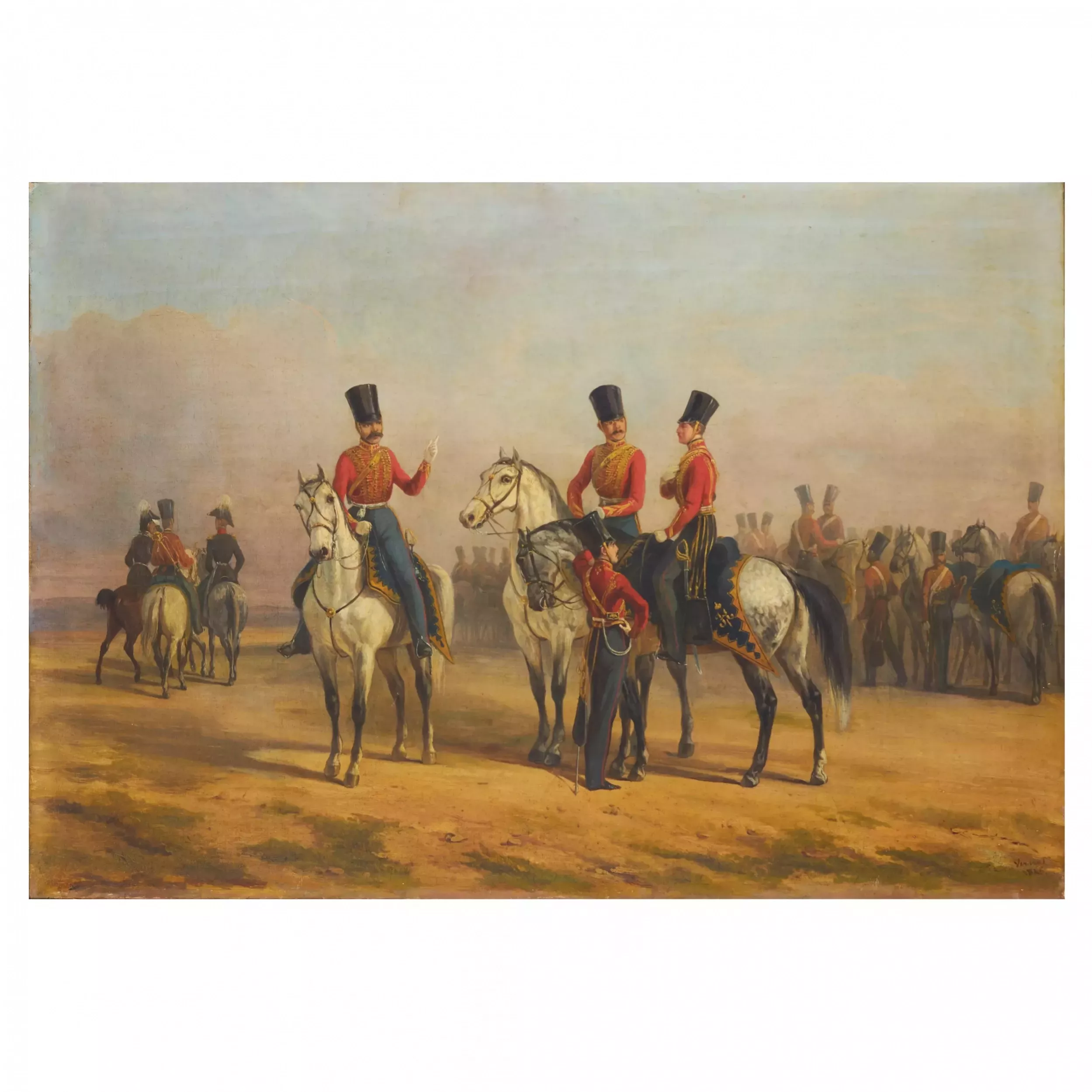 OFFICIERS DU RÉGIMENT DE CUIRASSIERS DE LA GARDE IMPÉRIALE RUSSE EN PARADE. 1845