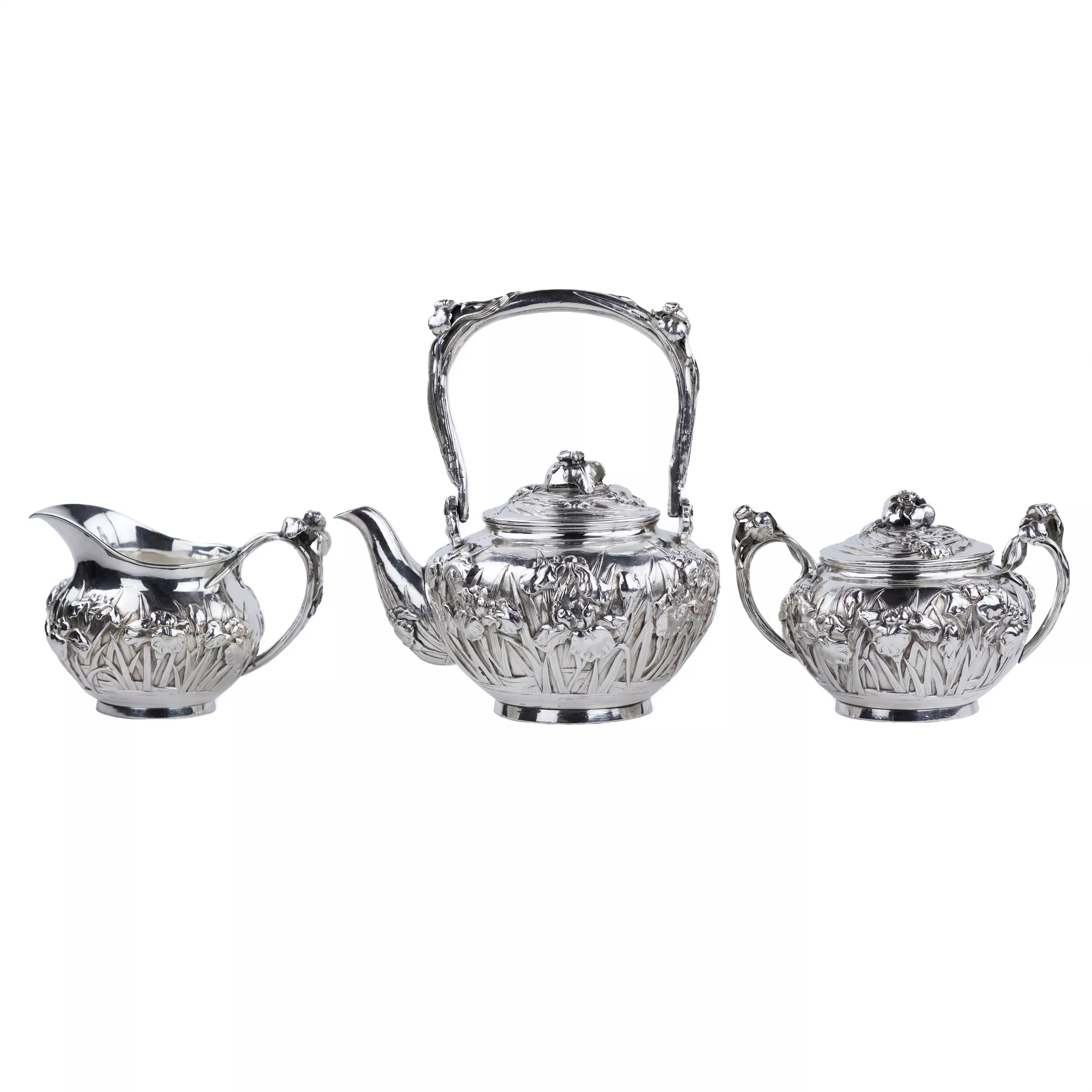 SILVER TEA SET JAPAN, MEIJI PERIOD (1868-1912) 