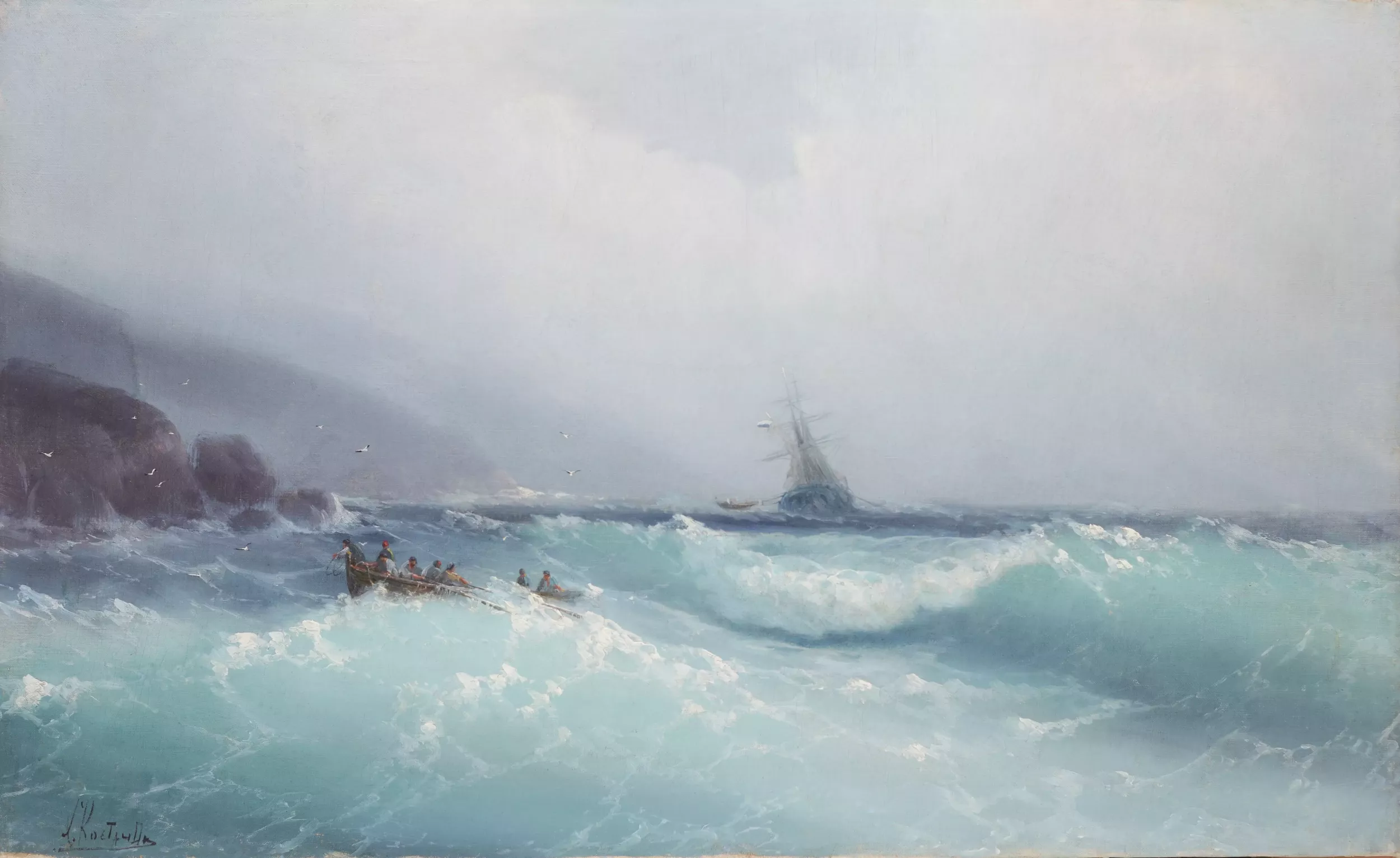 KHARLAMPY DMITRIEVICH KOSTANDI (SECOND HALF OF THE 1860s – AFTER 1917). STORMY SEA RUSSIA, EARLY 20TH CENTURY