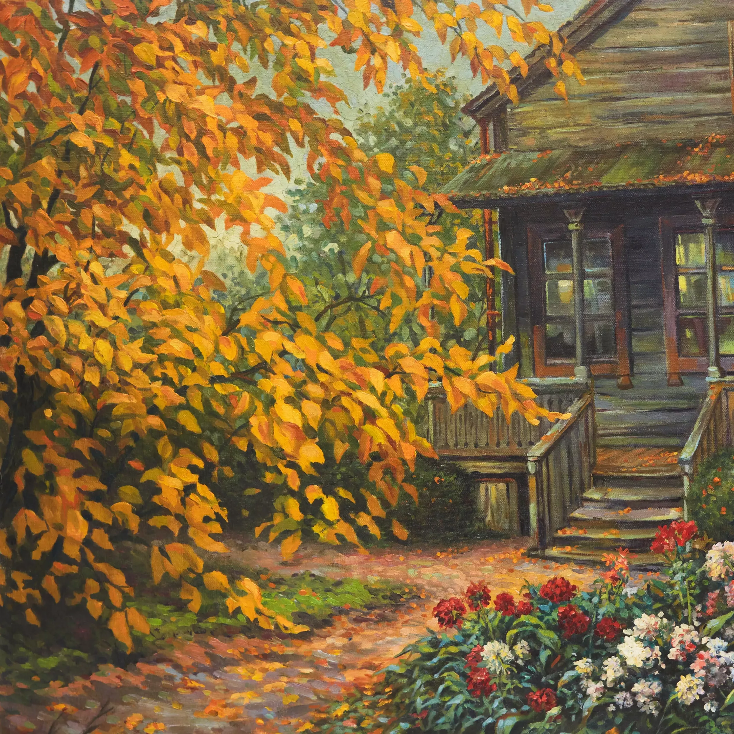 DACHA AVEC JARDIN EN FLEURS STANISLAV ZHOUKOVSKI. 1921