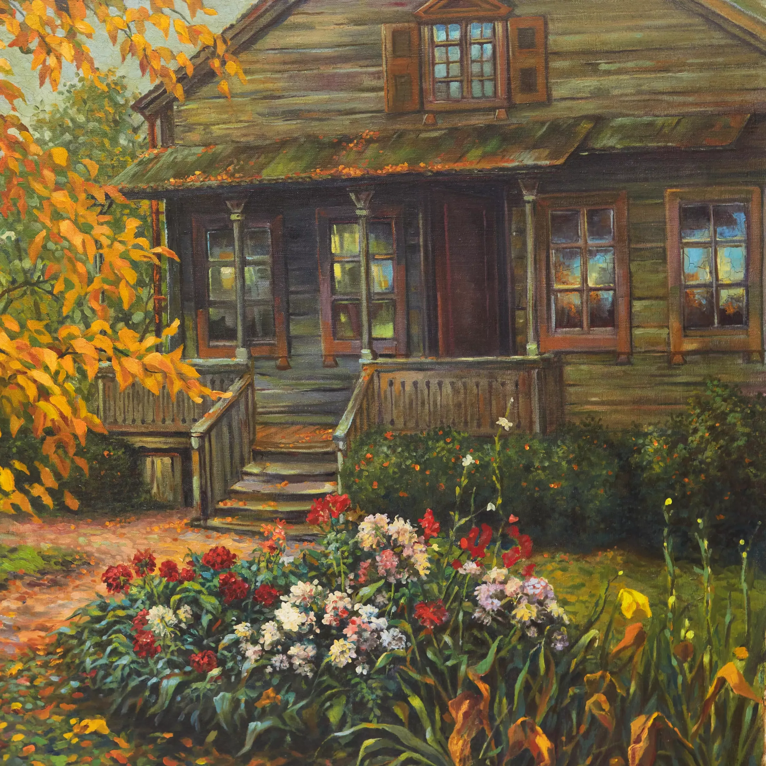 DACHA AVEC JARDIN EN FLEURS STANISLAV ZHOUKOVSKI. 1921