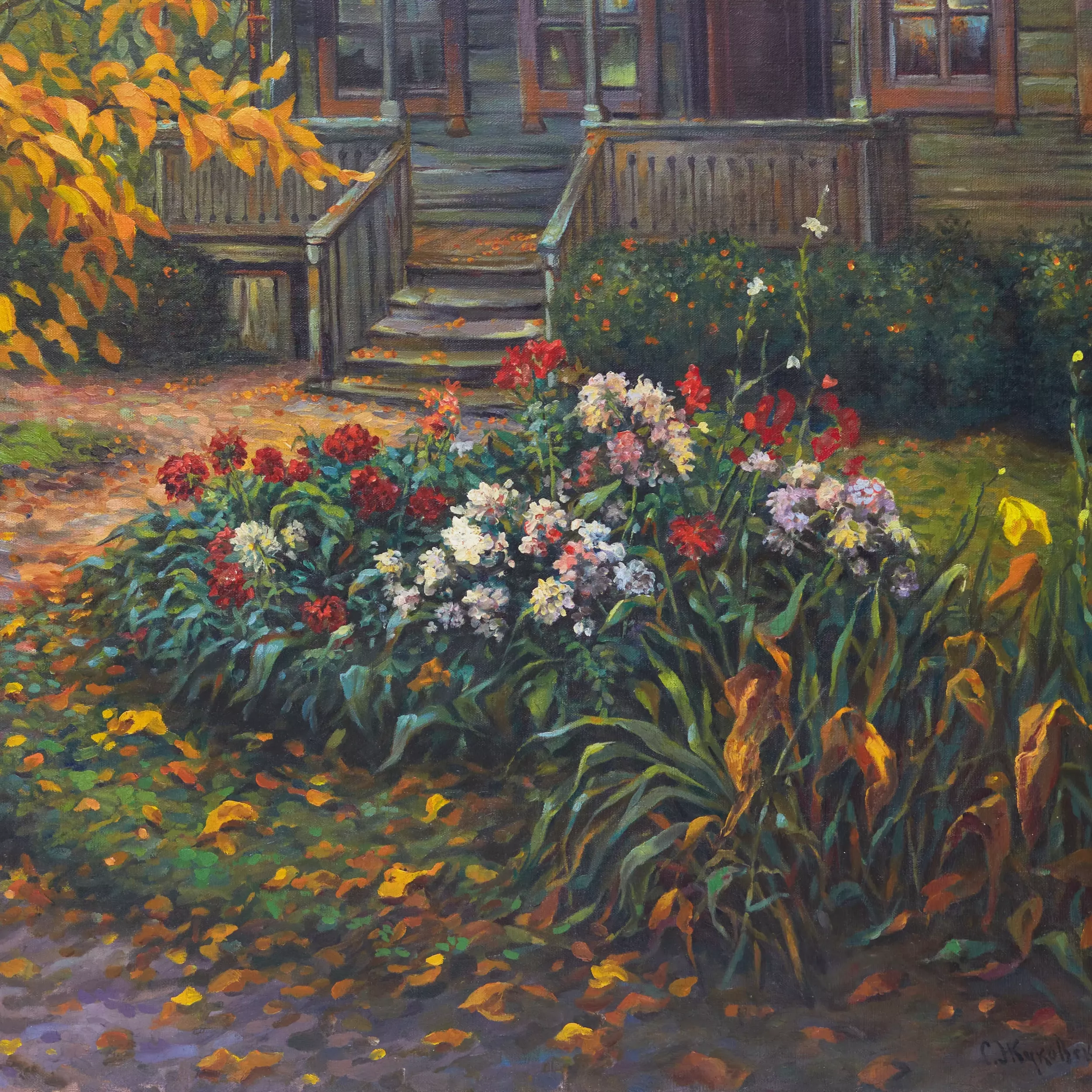 DACHA AVEC JARDIN EN FLEURS STANISLAV ZHOUKOVSKI. 1921