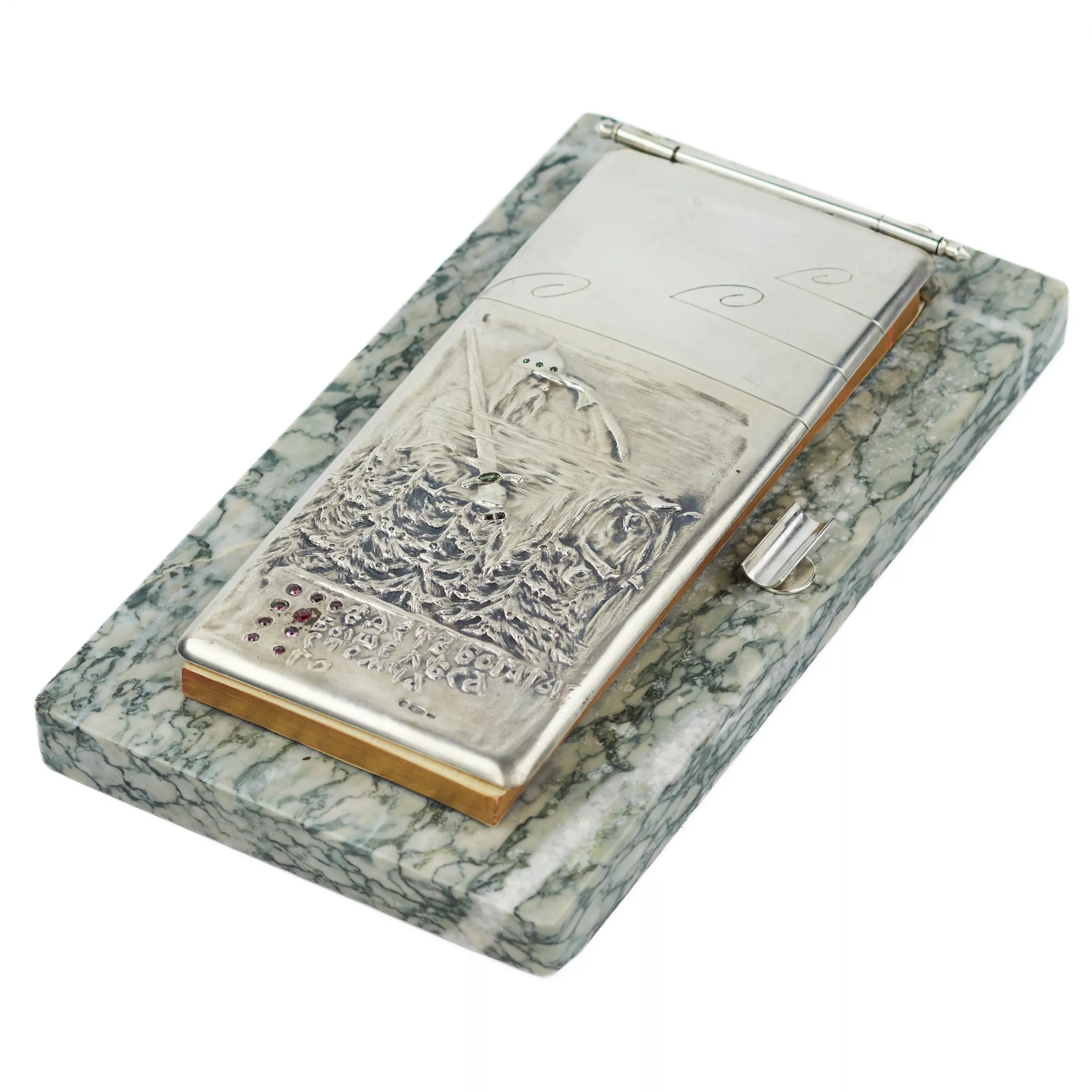DESK SILVER NOTEPAD IN OLD RUSSIAN STYLE PETR MILYUKOV, RUSSIA, EARLY 20TH CENTURY