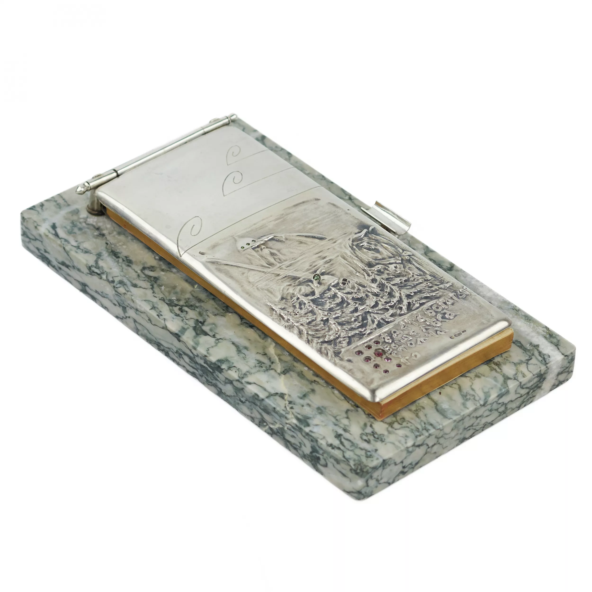 DESK SILVER NOTEPAD IN OLD RUSSIAN STYLE PETR MILYUKOV, RUSSIA, EARLY 20TH CENTURY