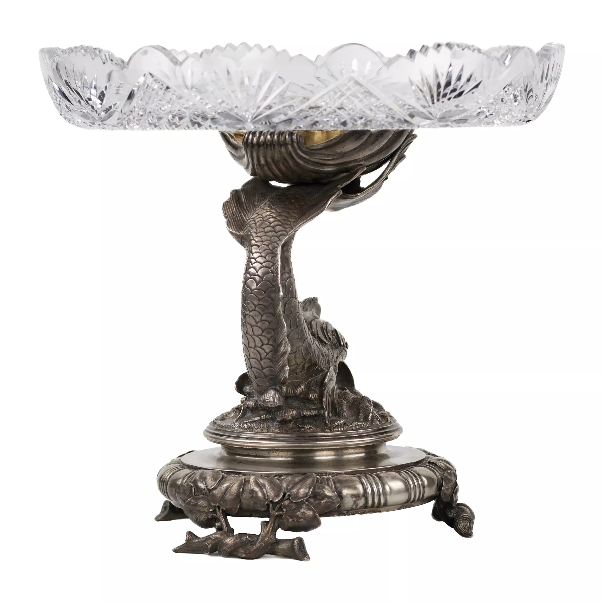 EXCEPTIONNELLE PAIRE DE TAZZAS EN CRISTAL SUR PIÉTEMENTS EN ARGENT. MAISON DES FRÈRES GRACHEV RUSSIE, SAINT-PÉTERSBOURG, FIN DU XIXᵉ SIÈCLE