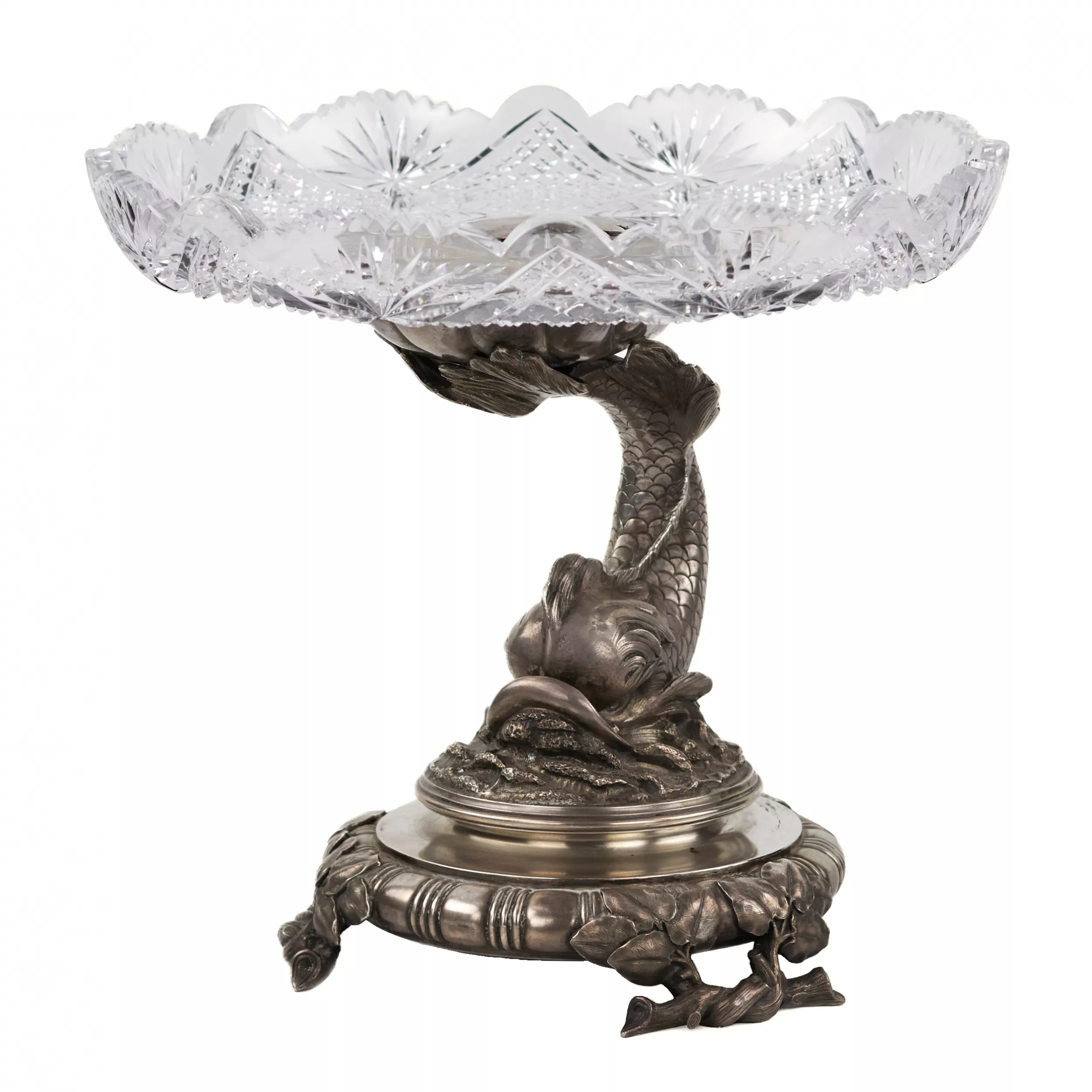 EXCEPTIONNELLE PAIRE DE TAZZAS EN CRISTAL SUR PIÉTEMENTS EN ARGENT. MAISON DES FRÈRES GRACHEV RUSSIE, SAINT-PÉTERSBOURG, FIN DU XIXᵉ SIÈCLE