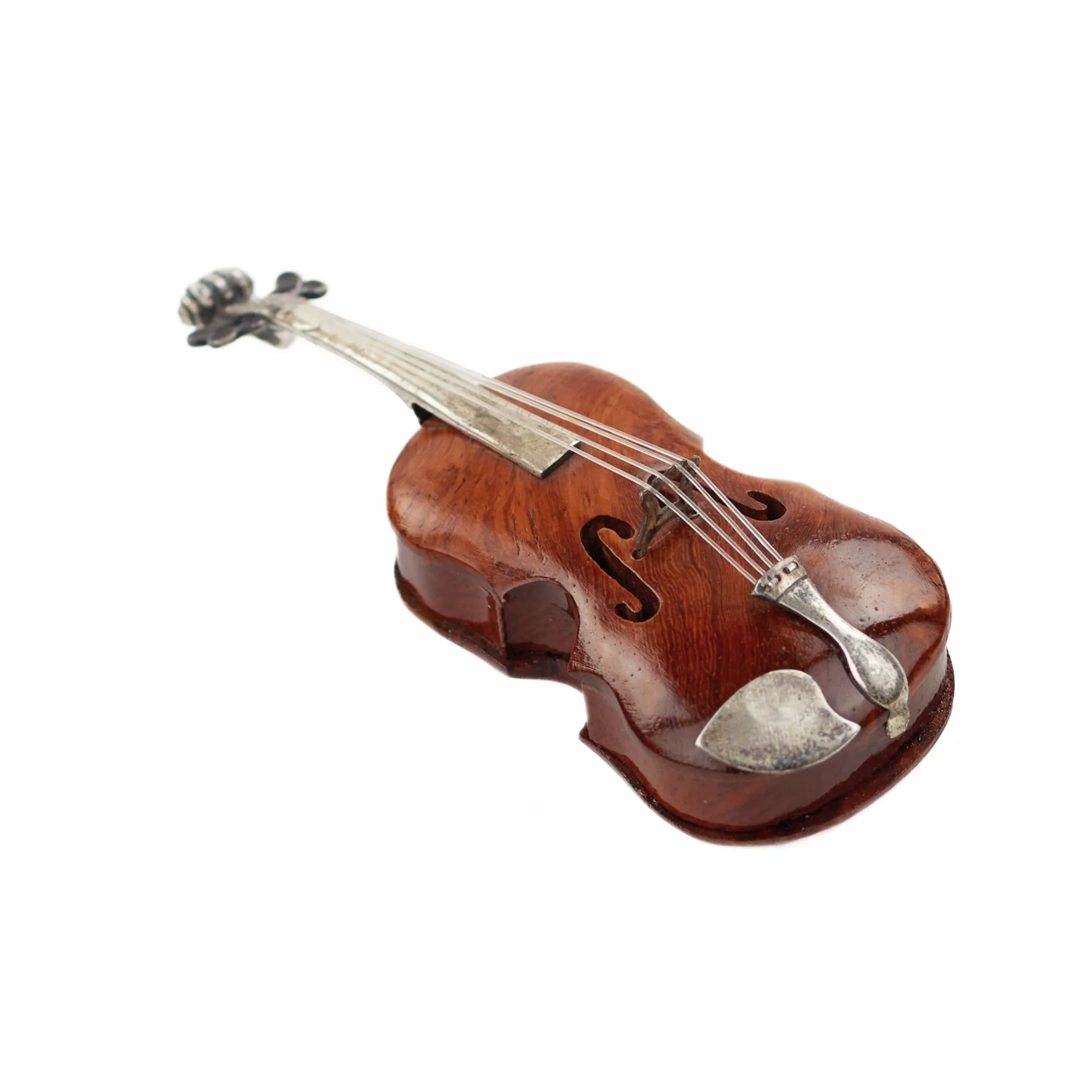 A MINIATURE SILVER VIOLIN IN A CASE, EUROPE, EARLY 20TH CENTURY 