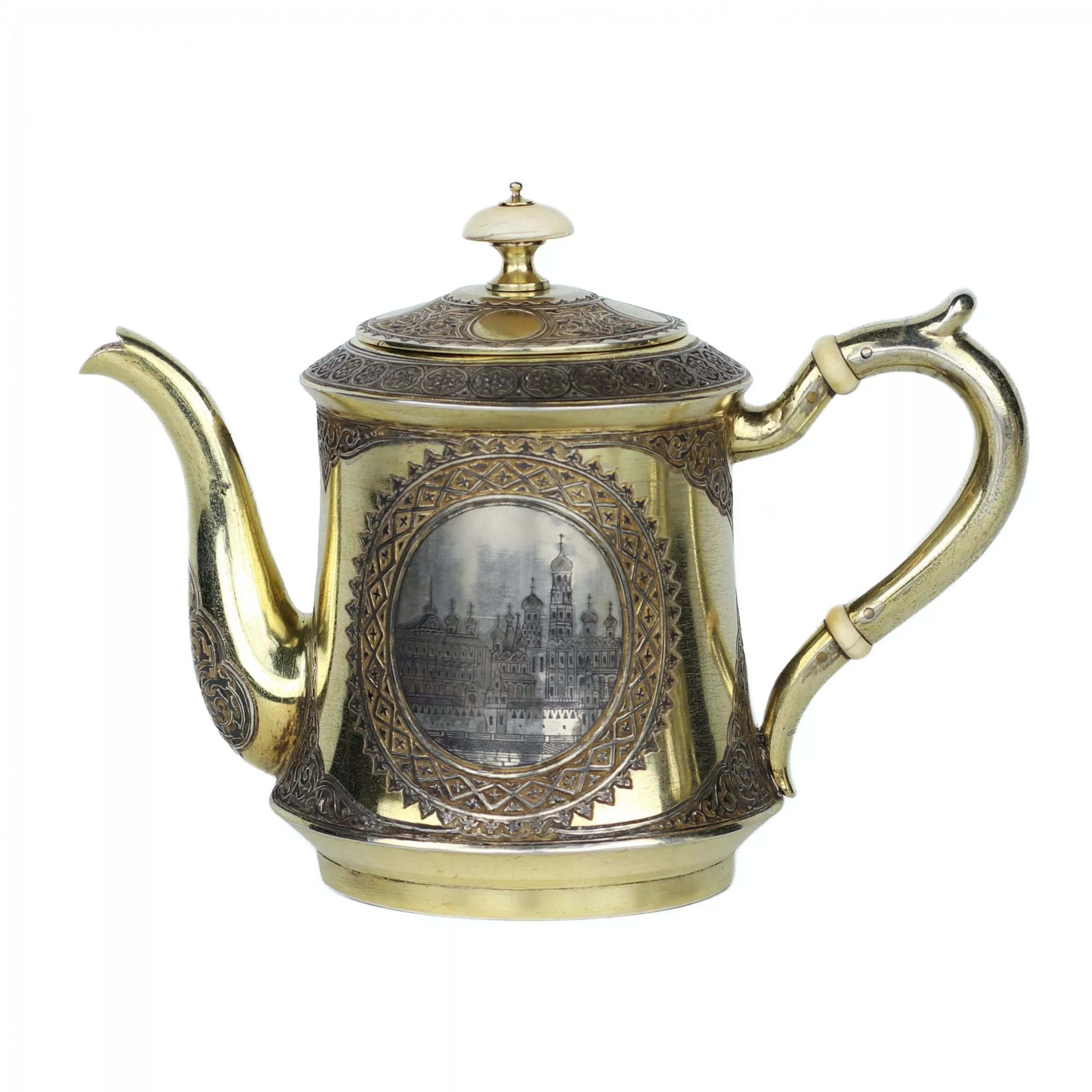 TEA AND COFFEE SET BY P. OVCHINNIKOV MOSCOW, LATE 19TH CENTURY