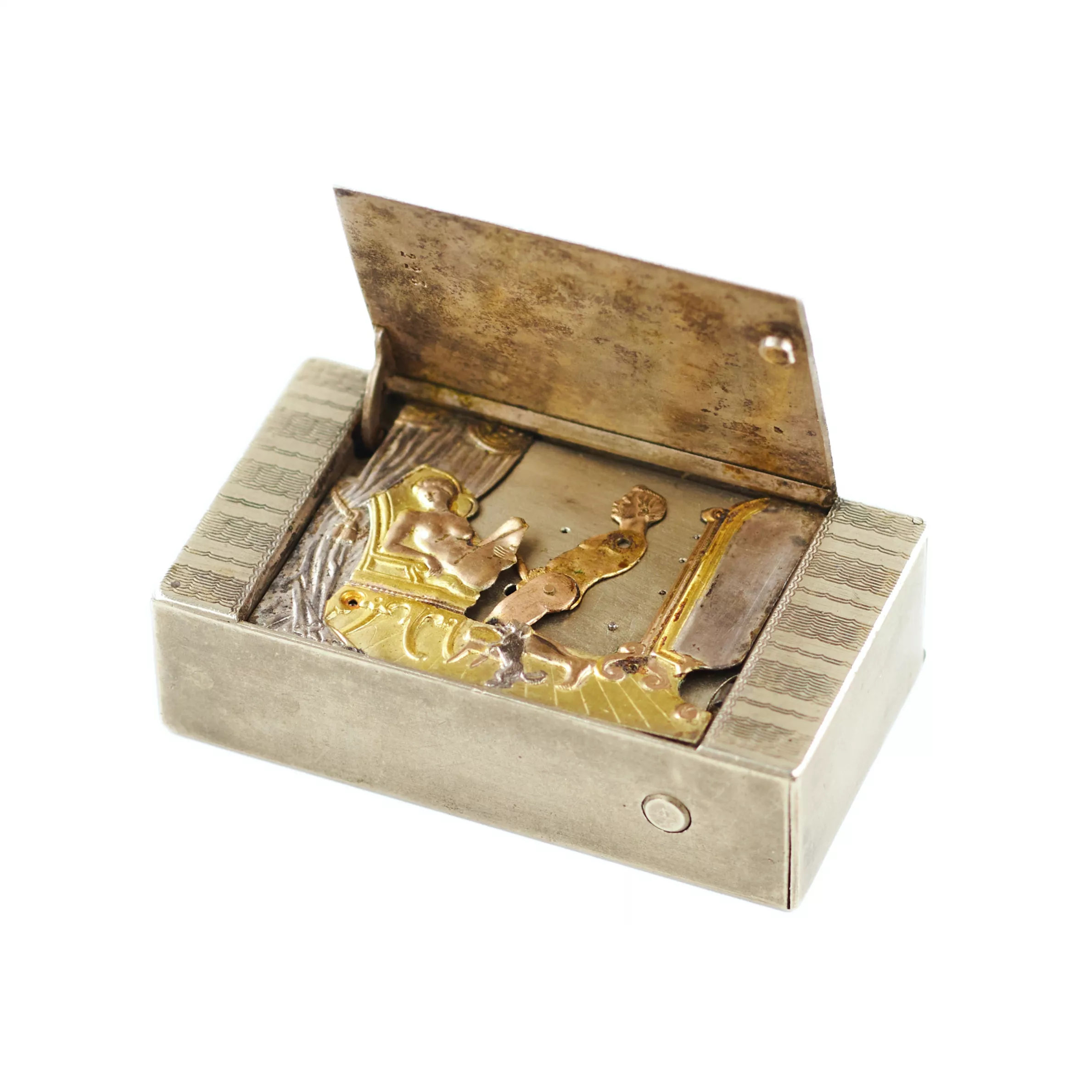 Boîte d’allumettes automatique érotique avec miniature mécanique  France, début du XXᵉ siècle