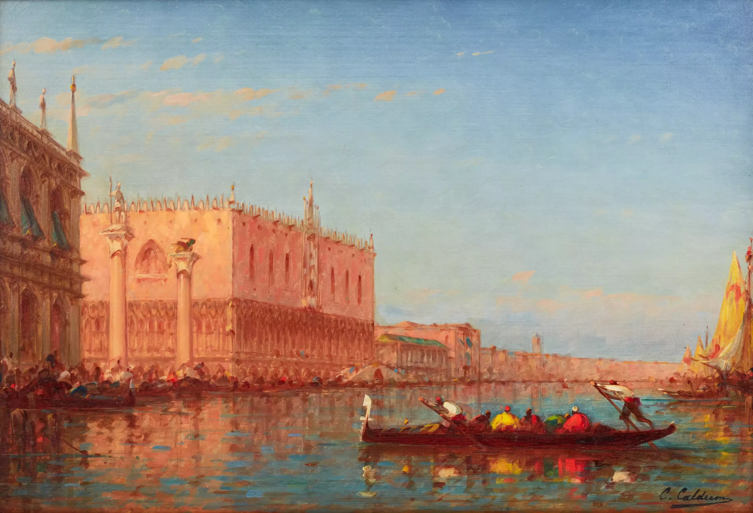 CHARLES-CLÉMENT CALDERON (1870-1906). VIEW OF THE DOGE’S PALACE AND ST MARK’S SQUARE IN VENICE FRANCE / VENICE, TURN OF THE 19TH AND 20TH CENTURY
