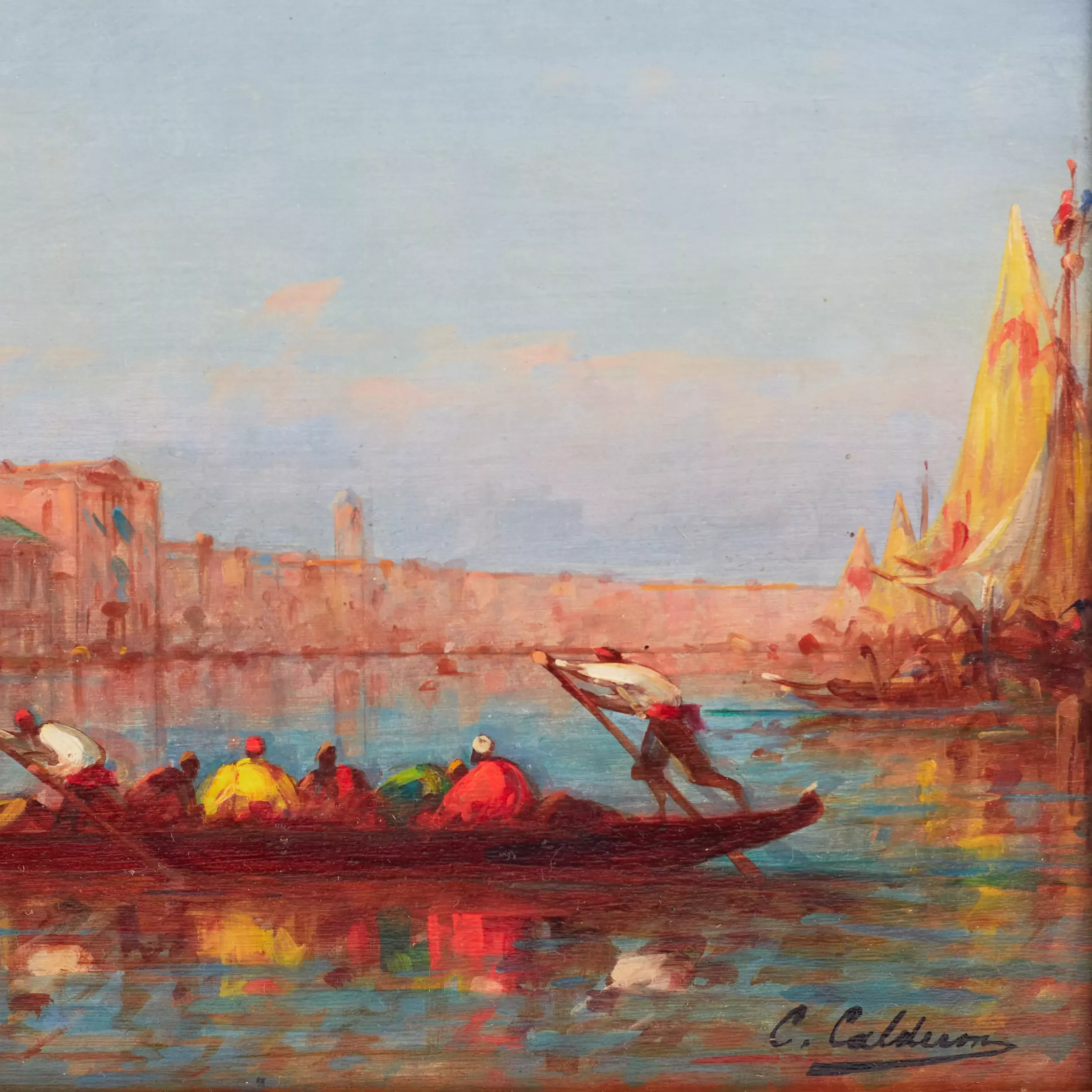CHARLES-CLÉMENT CALDERON (1870-1906). VIEW OF THE DOGE’S PALACE AND ST MARK’S SQUARE IN VENICE FRANCE / VENICE, TURN OF THE 19TH AND 20TH CENTURY