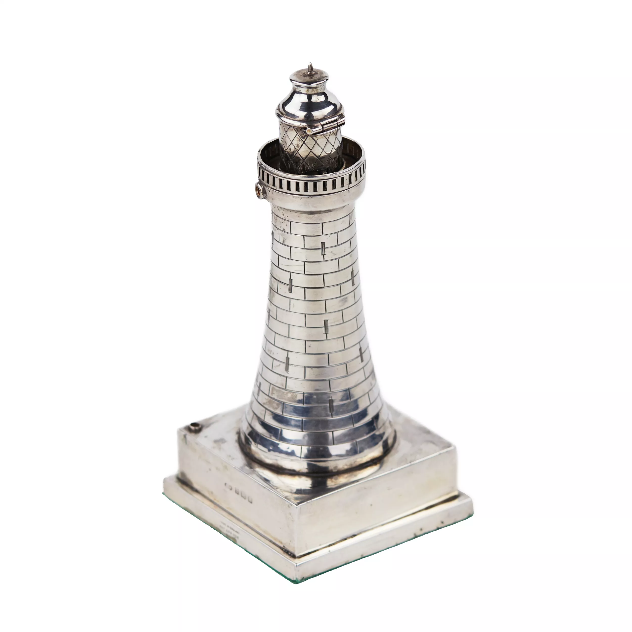BRIQUET EN ARGENT EN FORME DE PHARE, SHORT & MASON, BIRMINGHAM, 1931