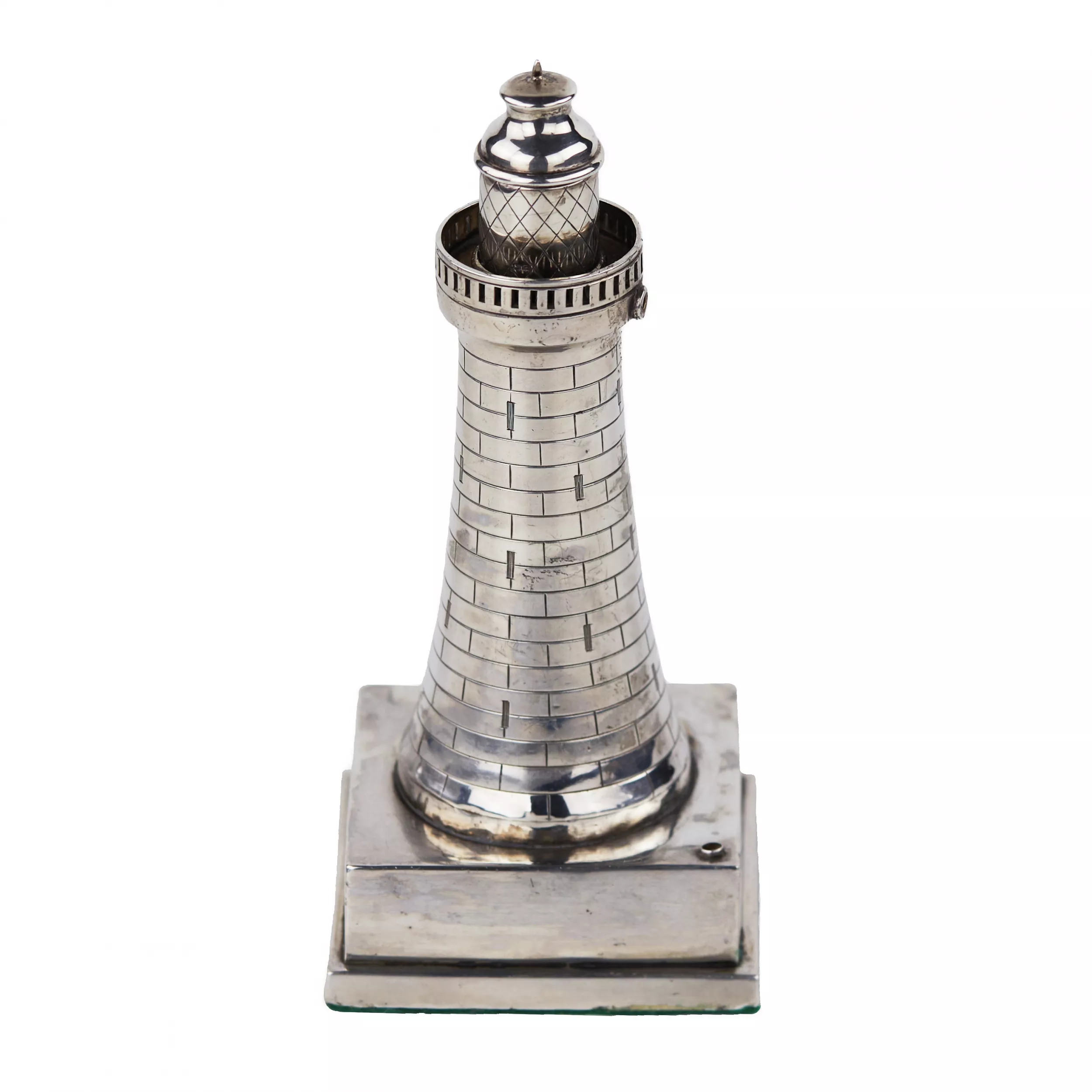 BRIQUET EN ARGENT EN FORME DE PHARE, SHORT & MASON, BIRMINGHAM, 1931