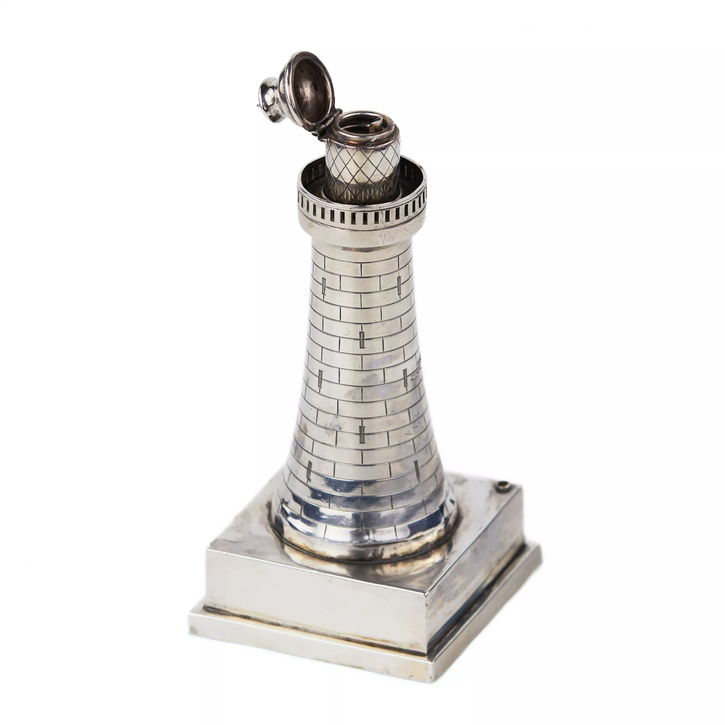 BRIQUET EN ARGENT EN FORME DE PHARE, SHORT & MASON, BIRMINGHAM, 1931