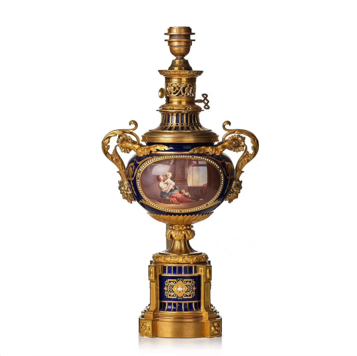 PORCELAIN AND GILT BRONZE LAMP IN THE SÈVRES STYLE FRANCE, CIRCA 1900