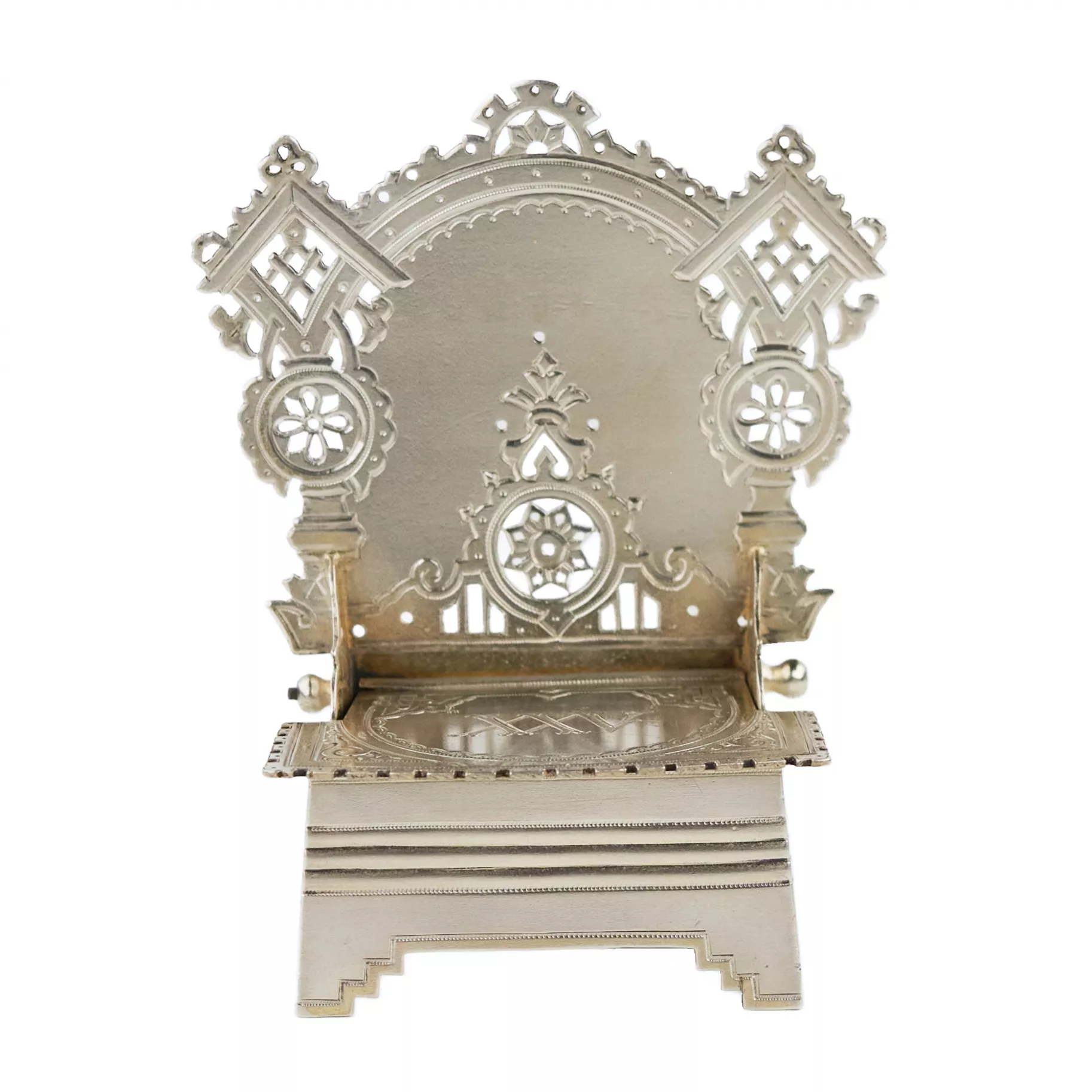 SALIÈRE EN ARGENT EN FORME DE TRÔNE, STYLE HISTORICISME EMPIRE RUSSE, MOSCOU, 1891