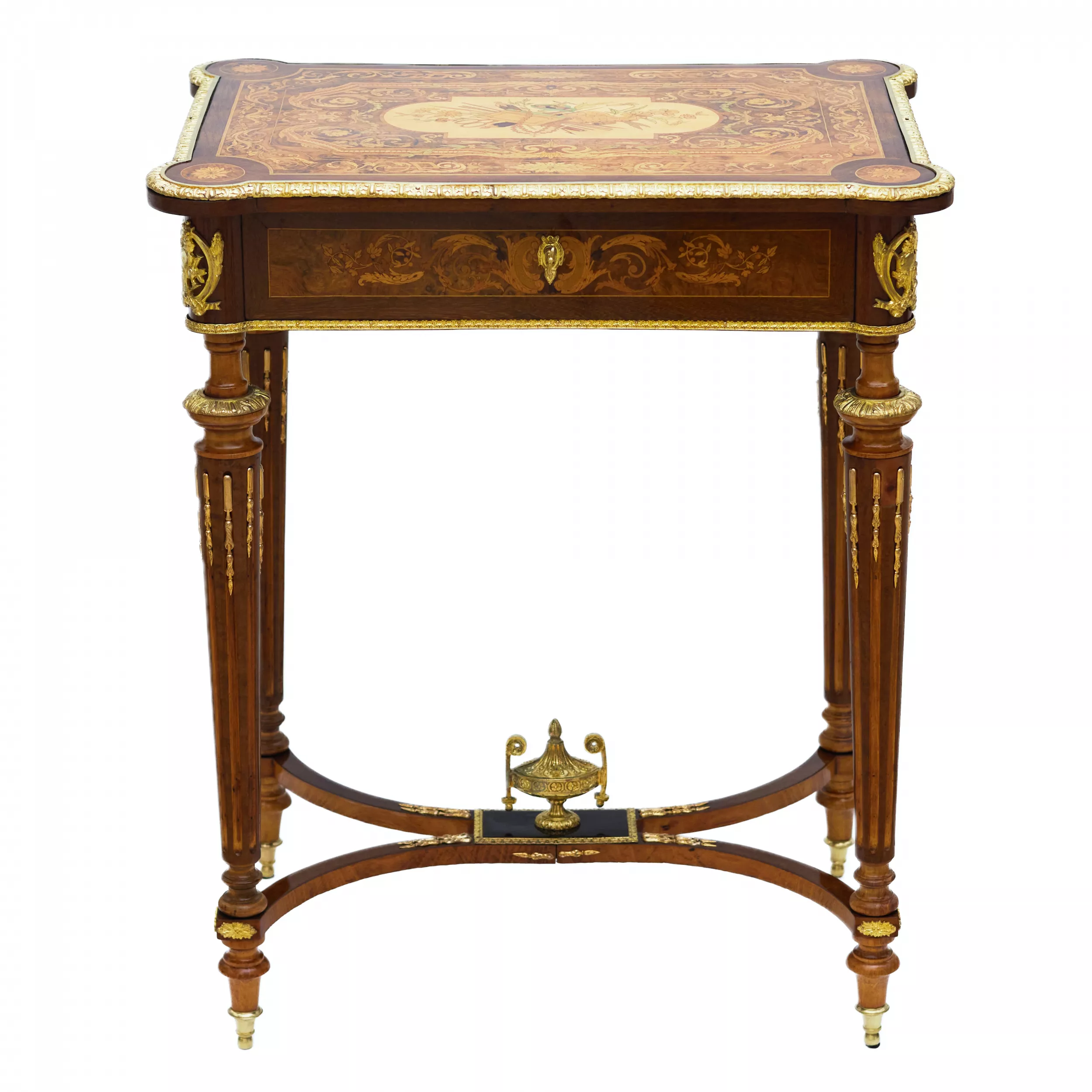 WRITING DESK WITH MARQUETRY AND GILT BRONZE MOUNTS  FRANCE, LATE 19TH CENTURY