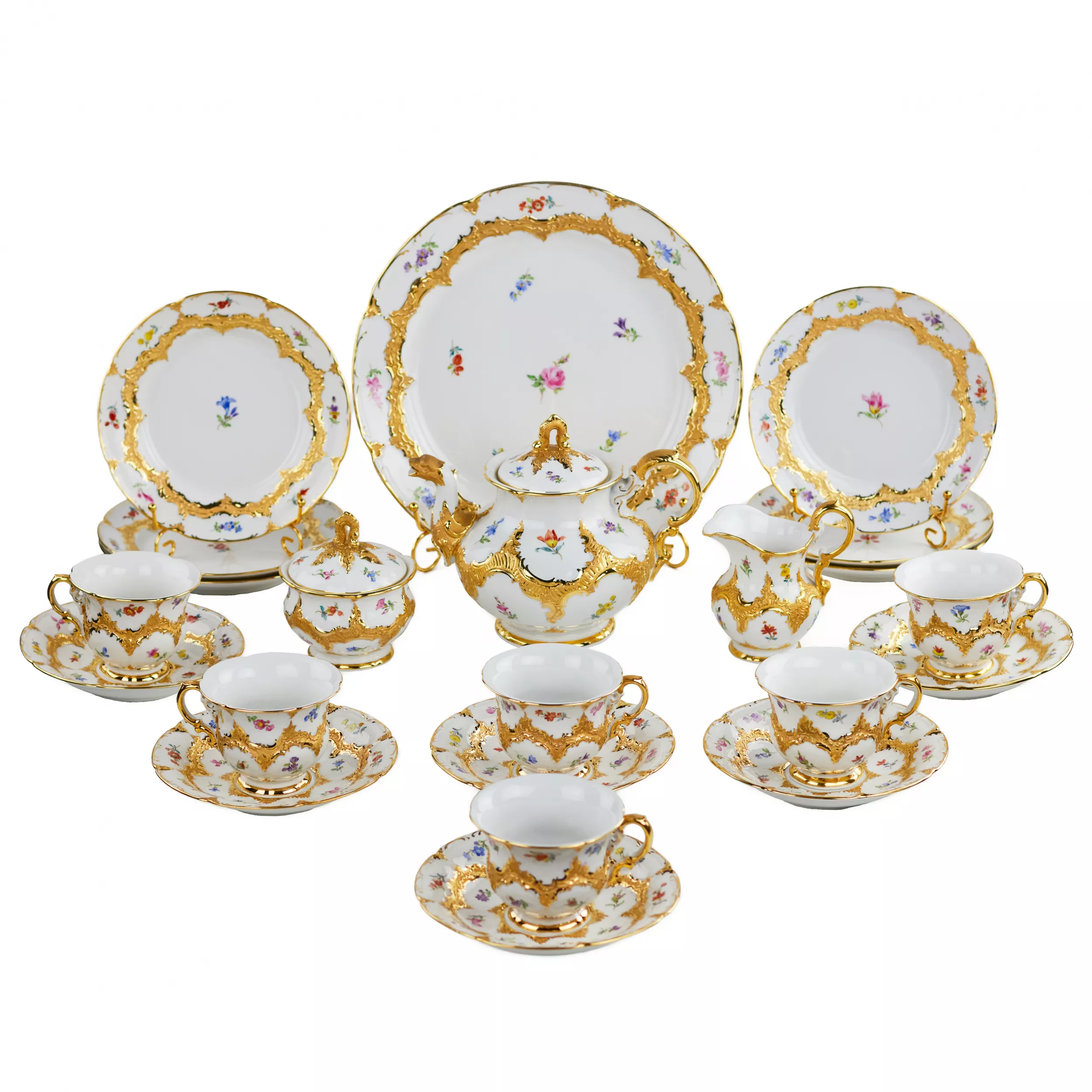 TEA AND COFFEE SERVICE MEISSEN FOR SIX PERSONS  GERMANY, 20TH CENTURY